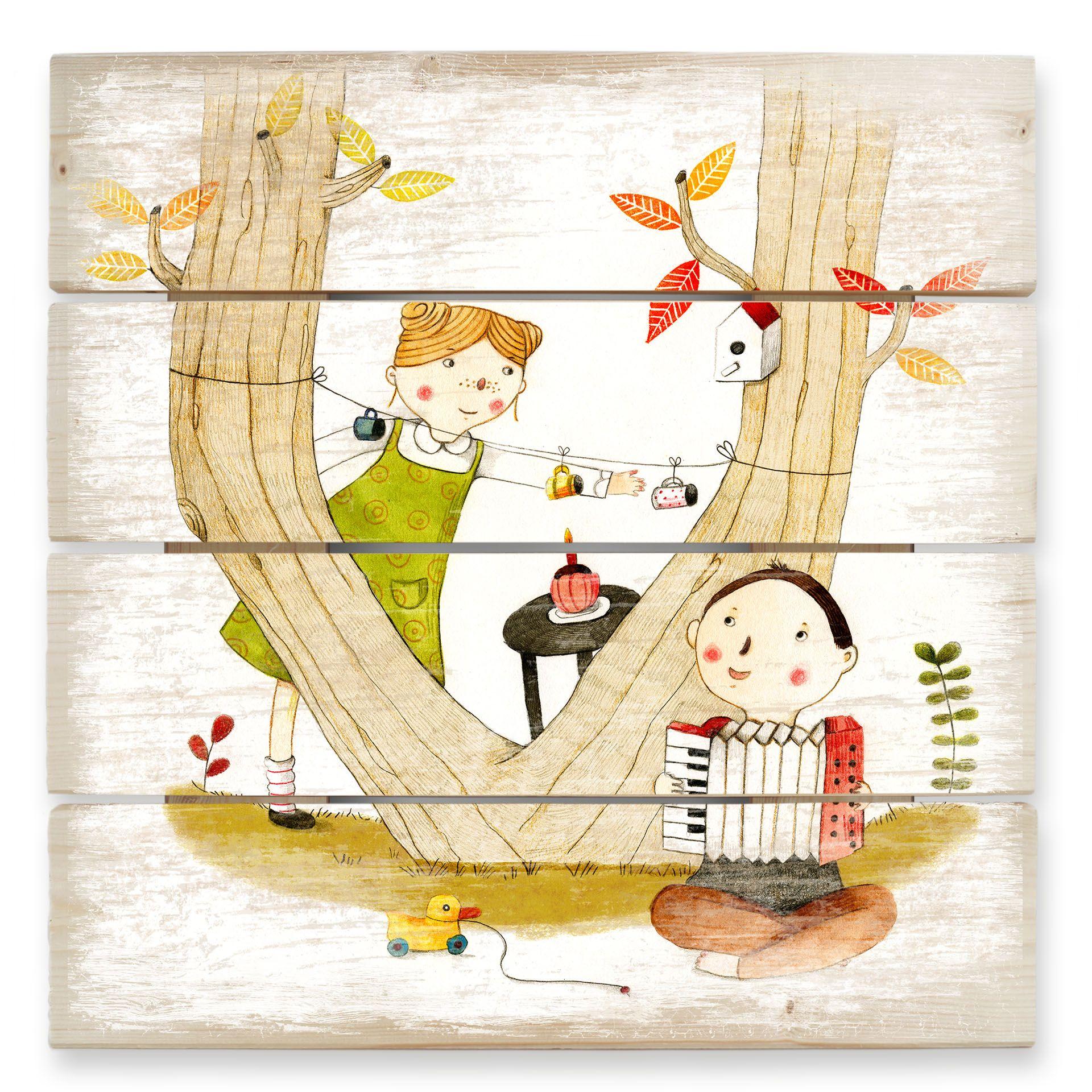 Cuadro de madera Loske - Picnic - 40x41,5 cm