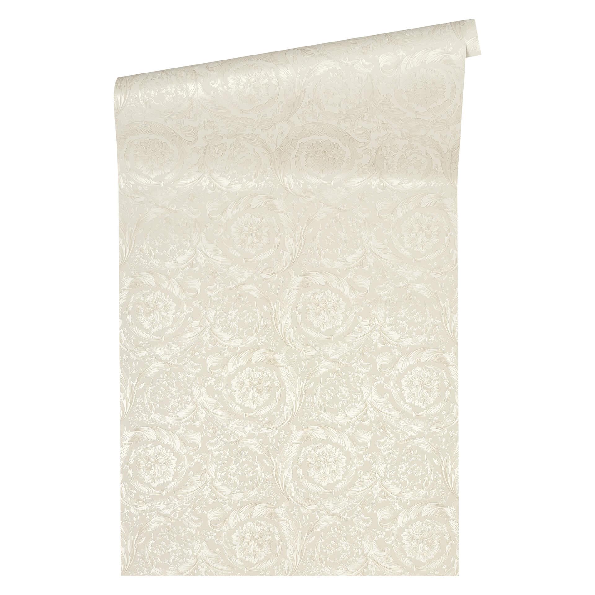 Versace Tapet Barocco Blomster Cream, Metallisk