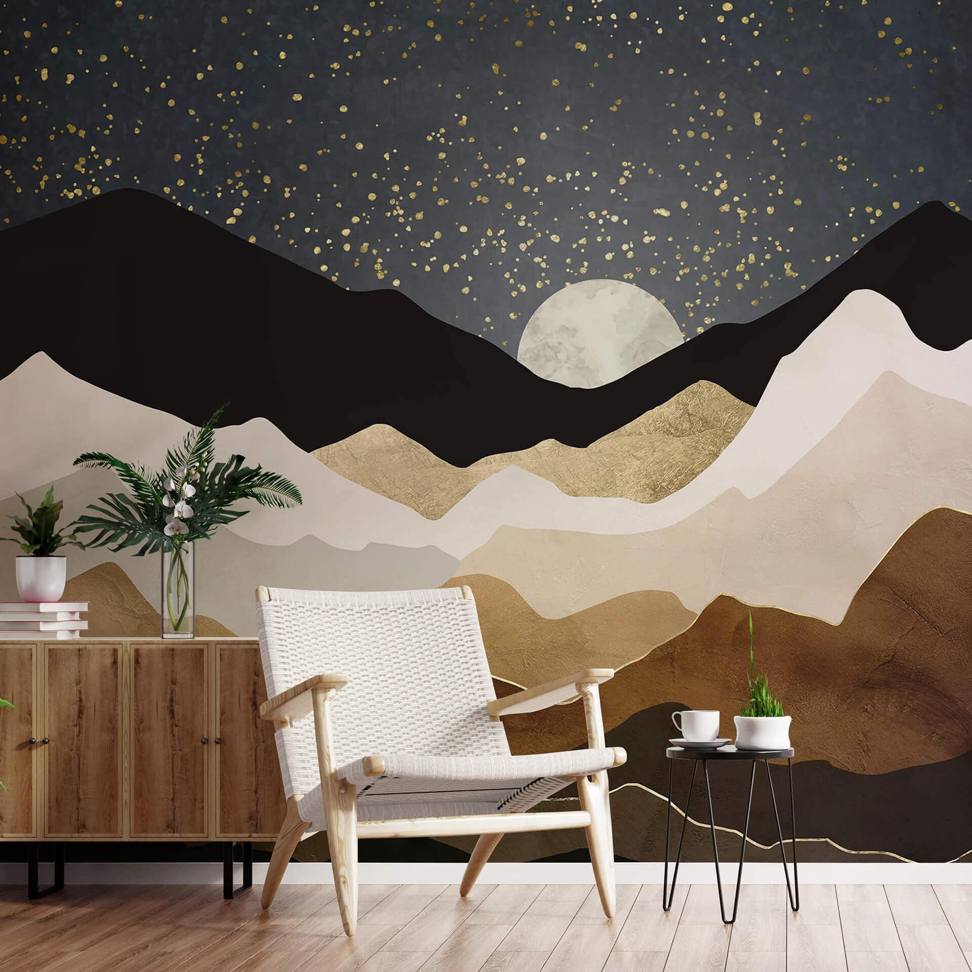 Fototapet SpaceFrog Designs - gyldne stjerner