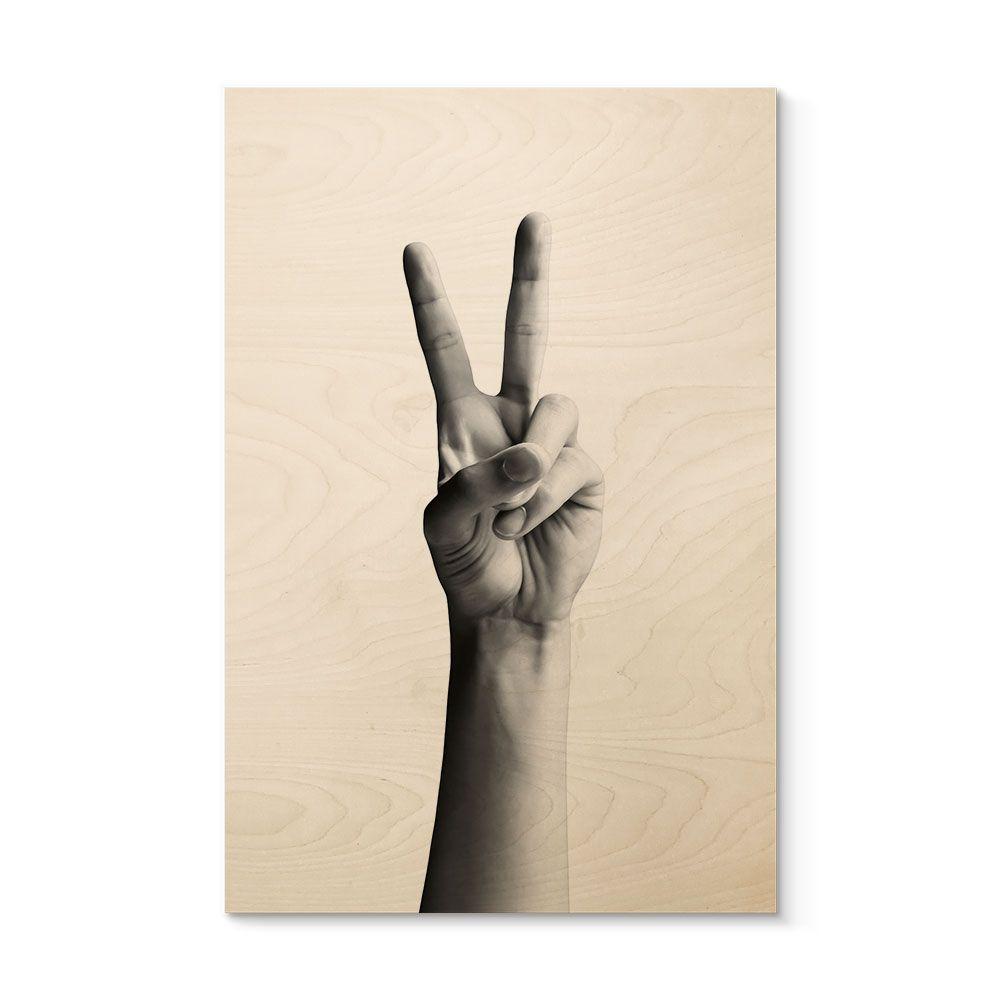 Cuadro de madera Mano de la Victoria - signo de paz y victoria - Bühler