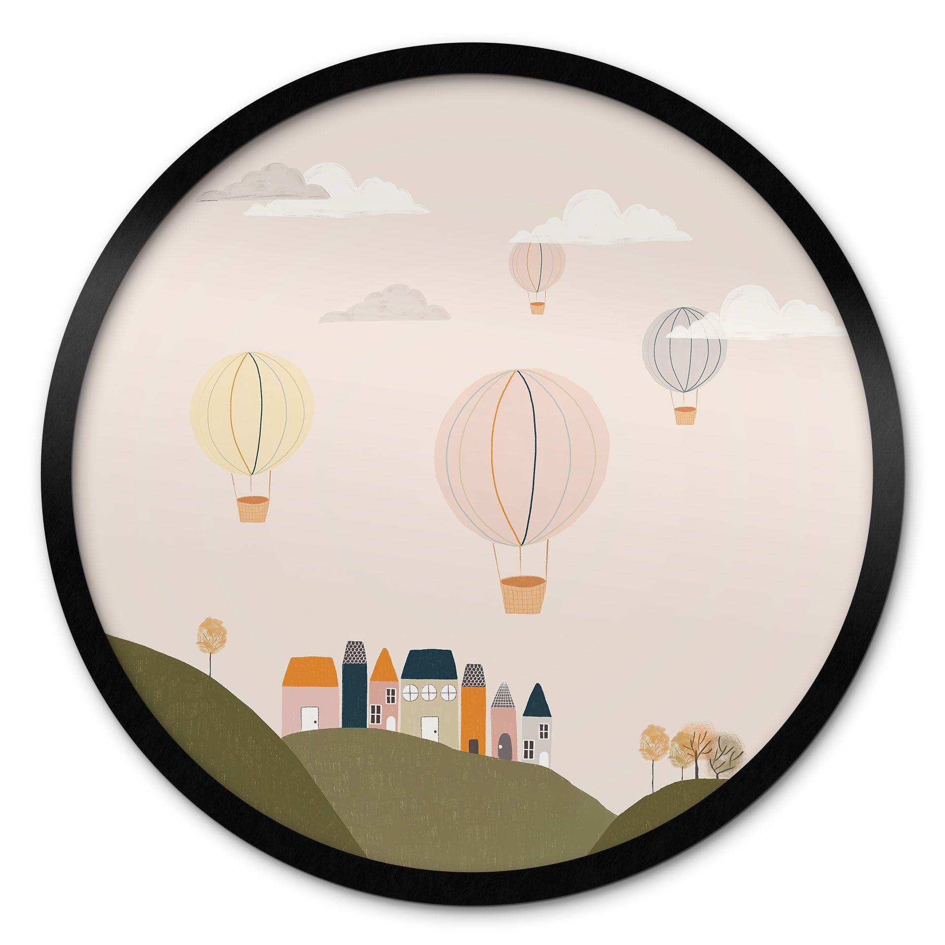 Póster Globos aerostáticos de colores en el cielo - Lisboa - Redondo