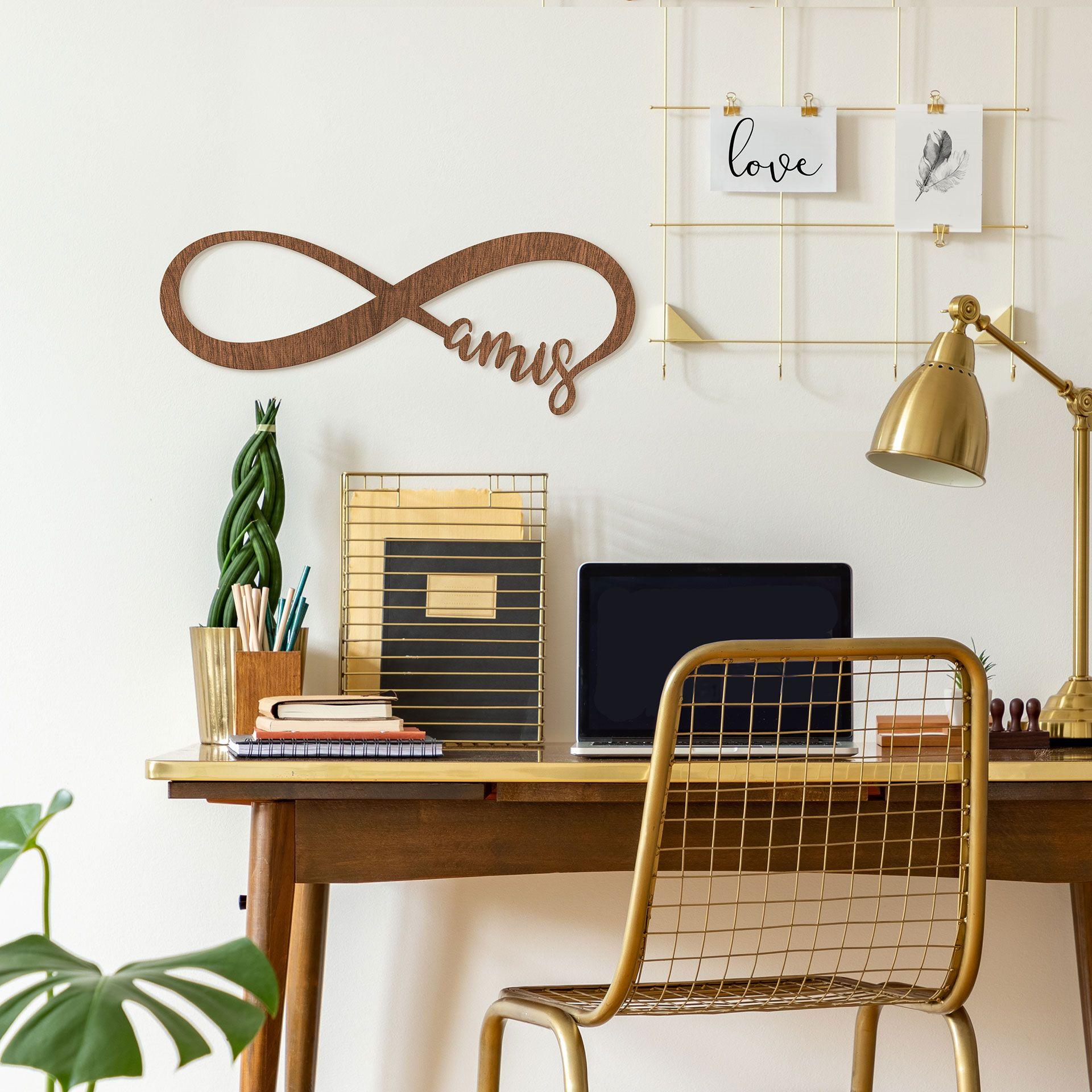 Décoration murale en bois placage d'acajou - Amis à l'infini