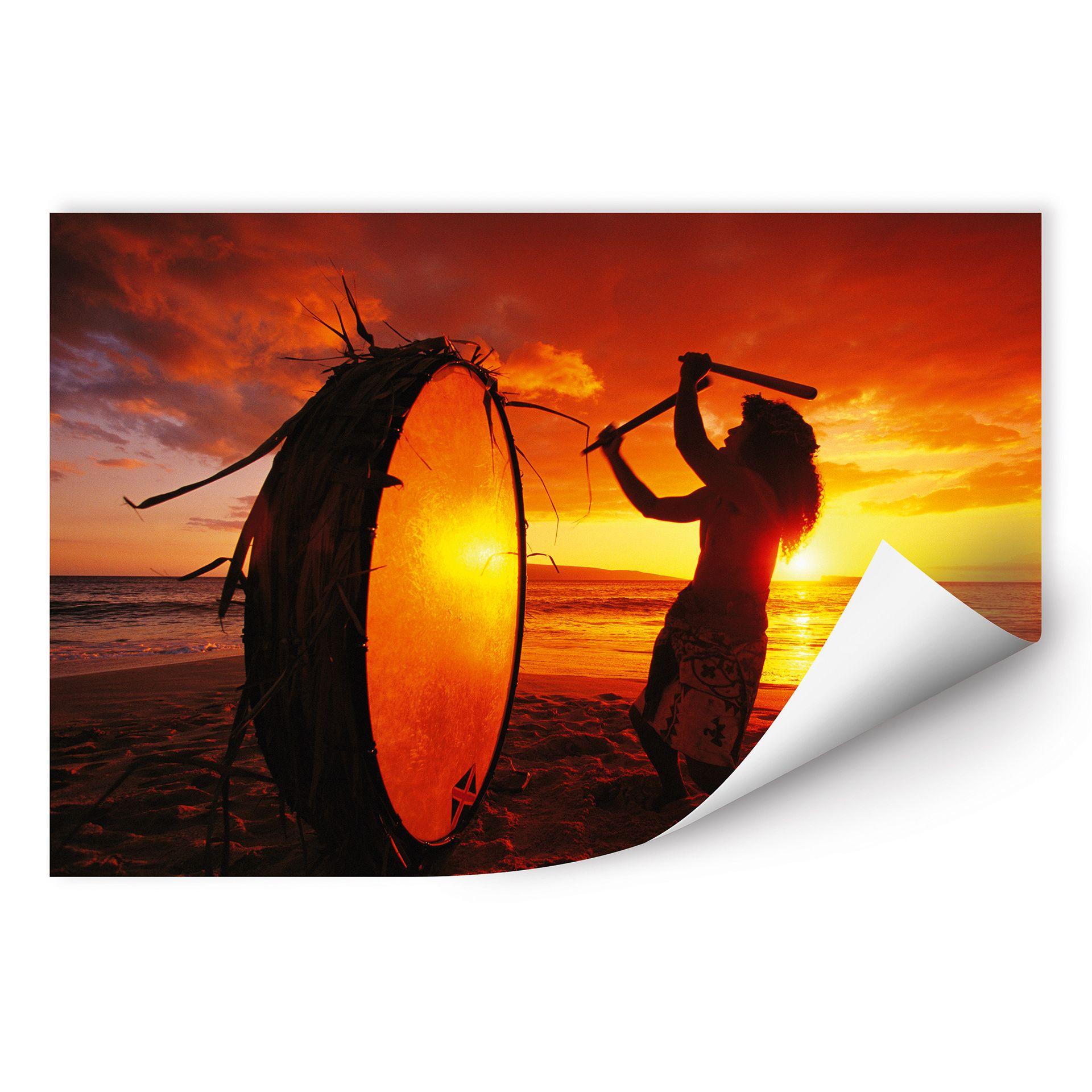 Poster autocollant - W - NG Percussionniste Hawaïen
