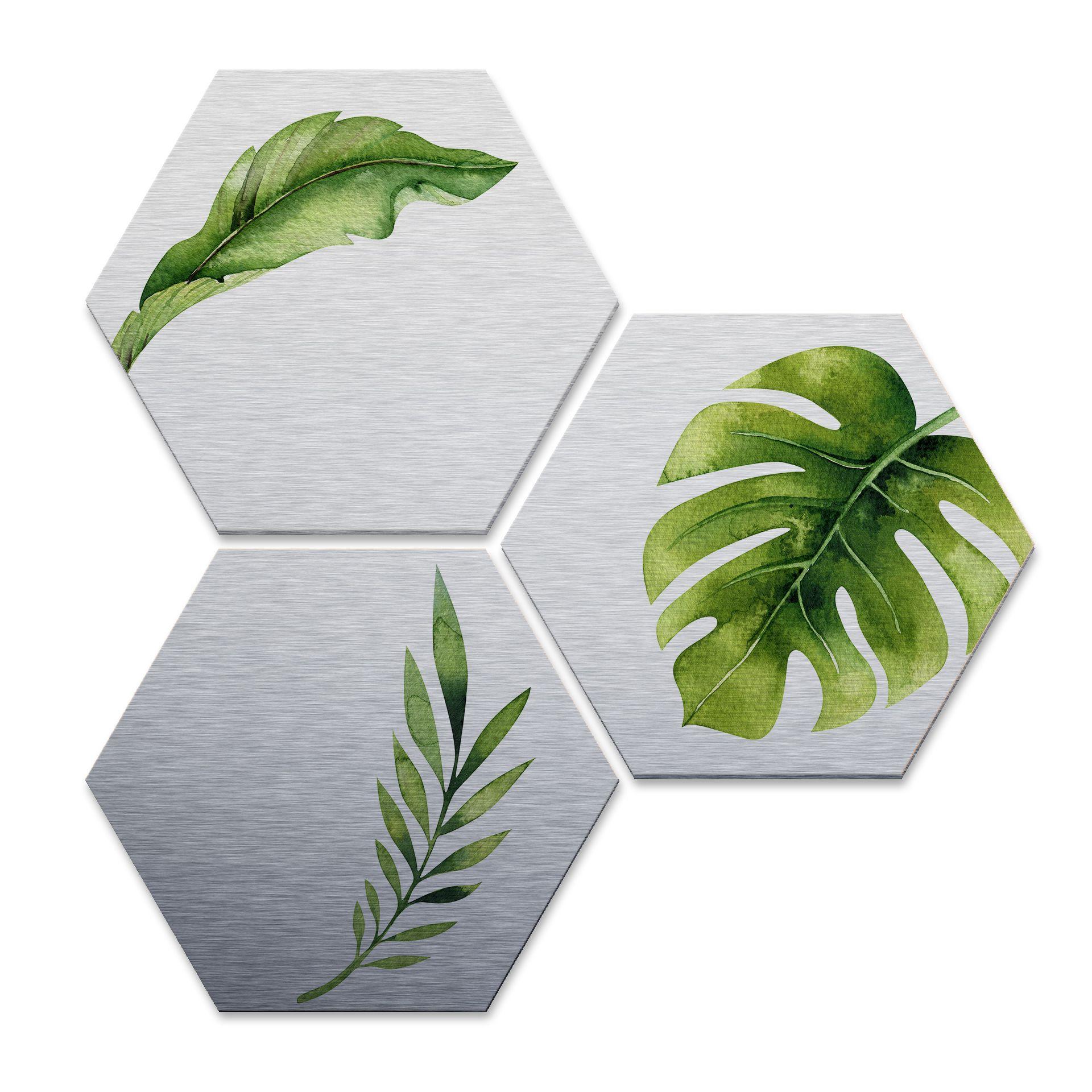 Hexagone - Alu-Dibond-Effet argenté - Kvilis - Jungle 04 (Set de 3)