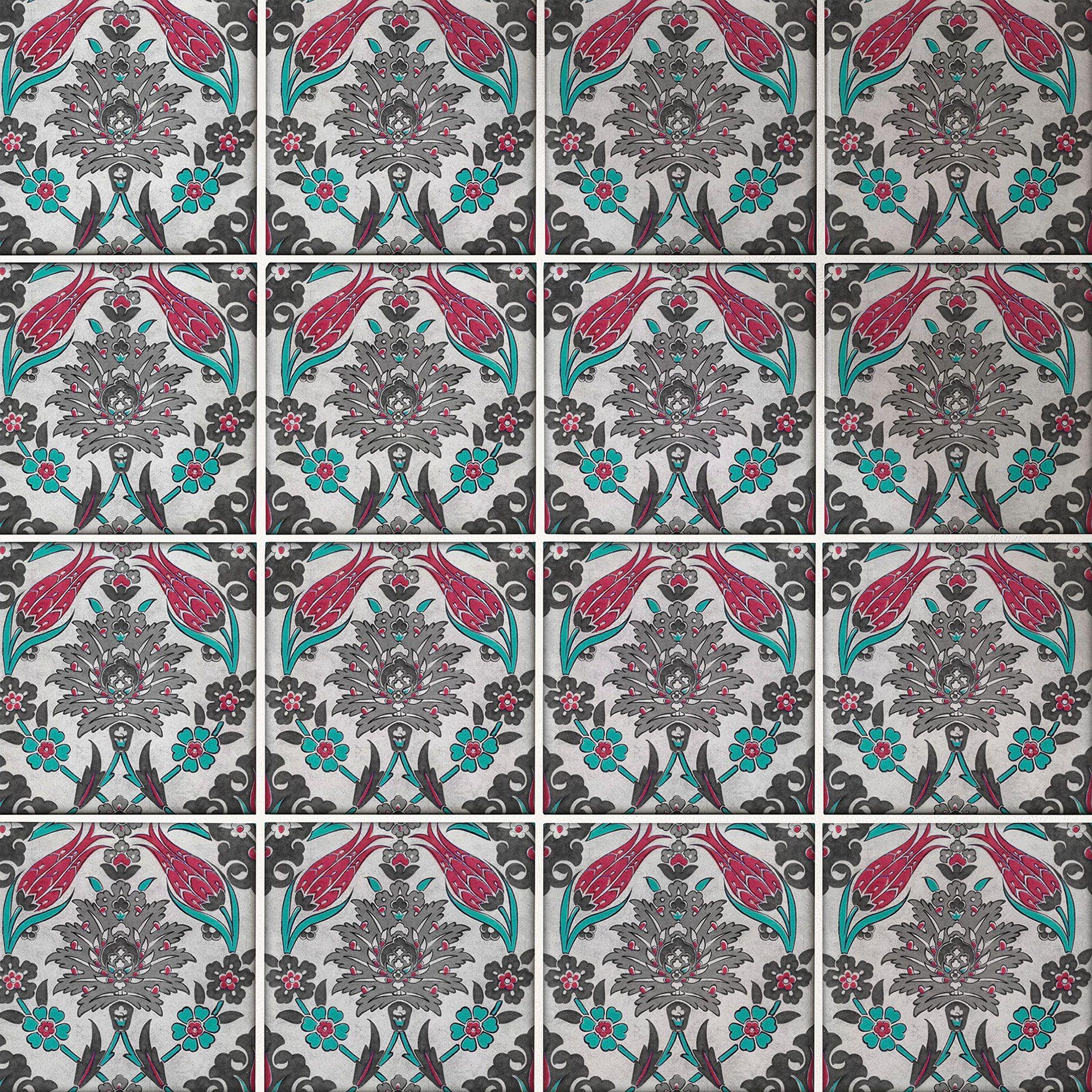 Azulejos Adhesivos Guirnalda de flores orientales - lote de 12