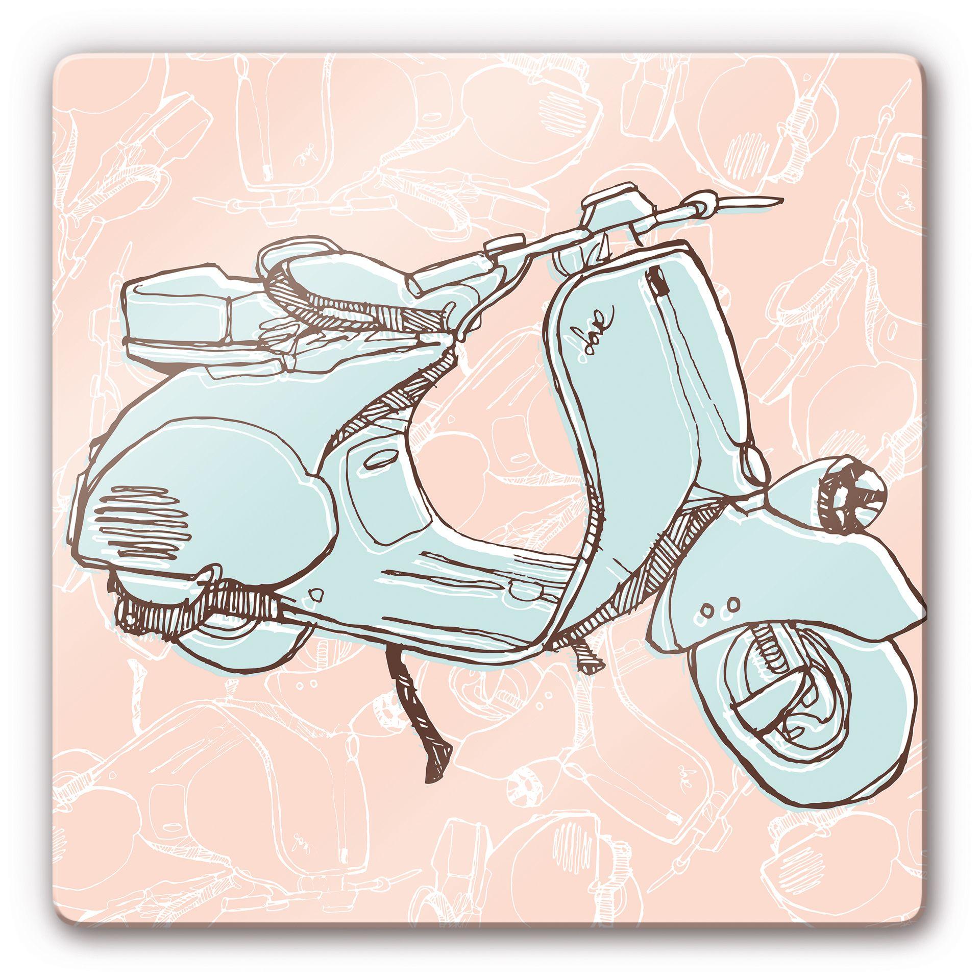 Stampa su vetro Disegno "Vespa" - quadrato