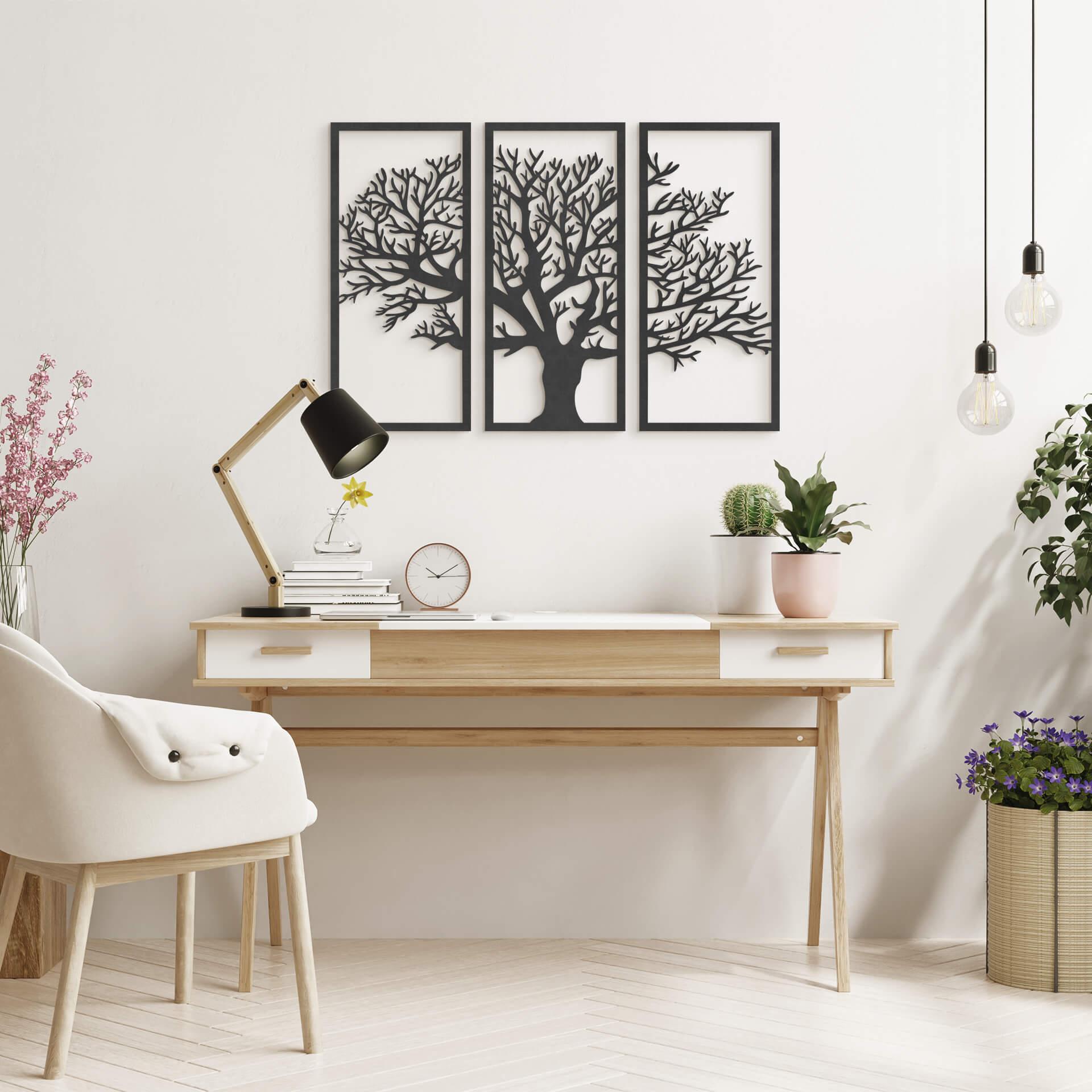 Decoración en madera MDF set árbol 3 piezas