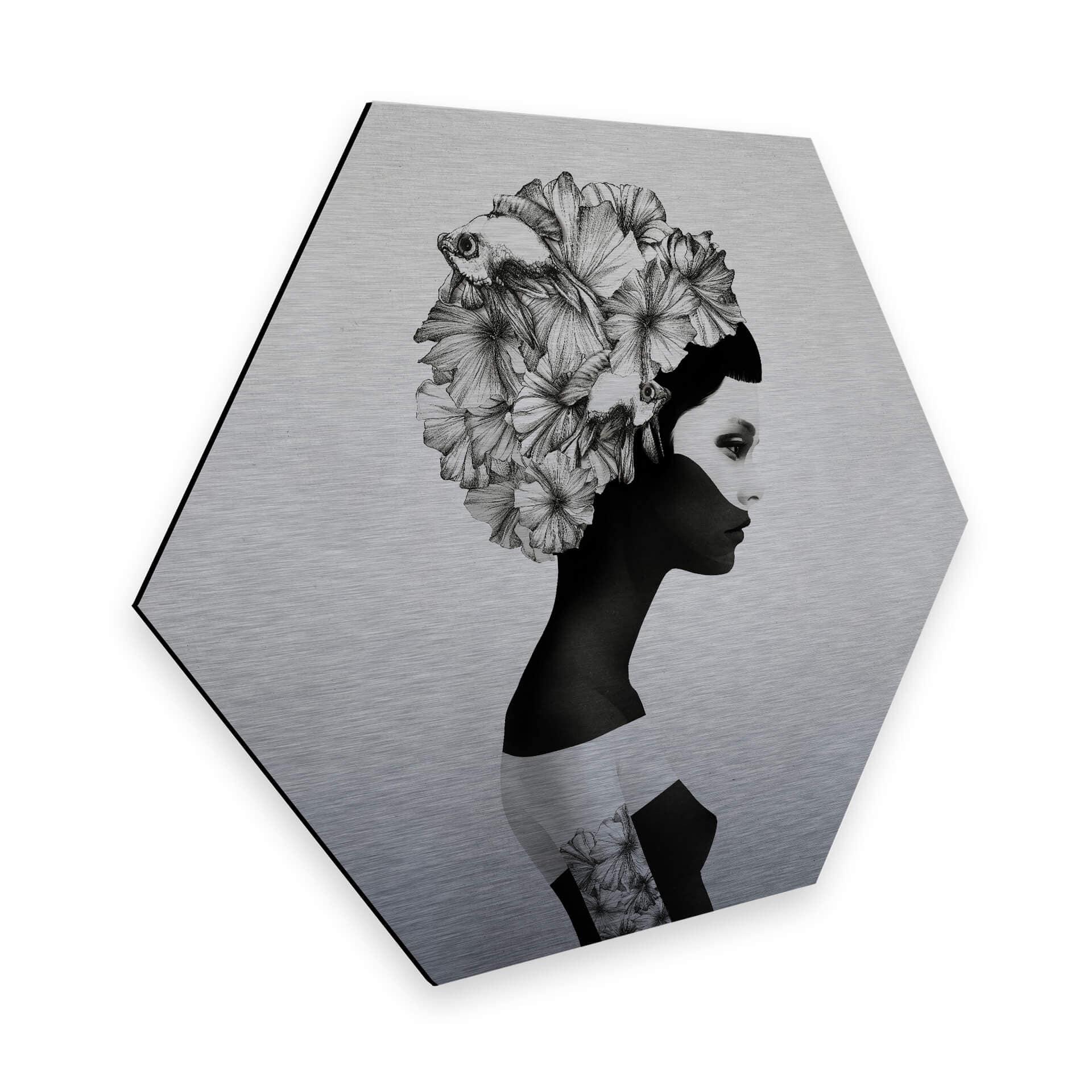 Hexagon Alu-Dibond Zilvereffect - Ireland - Marianna