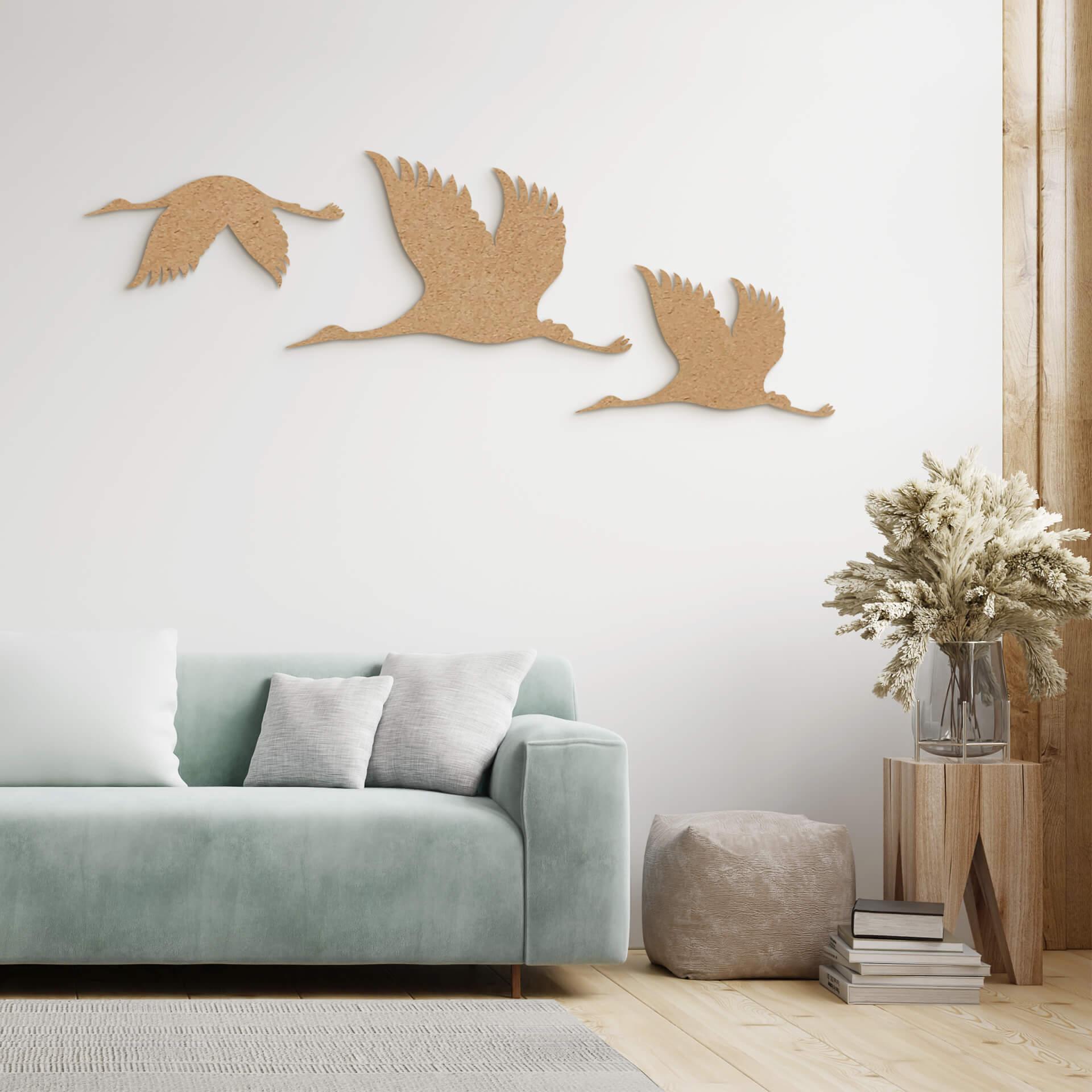 Decoración en madera grullas bandada de pájaros 01 - MDF naturaleza