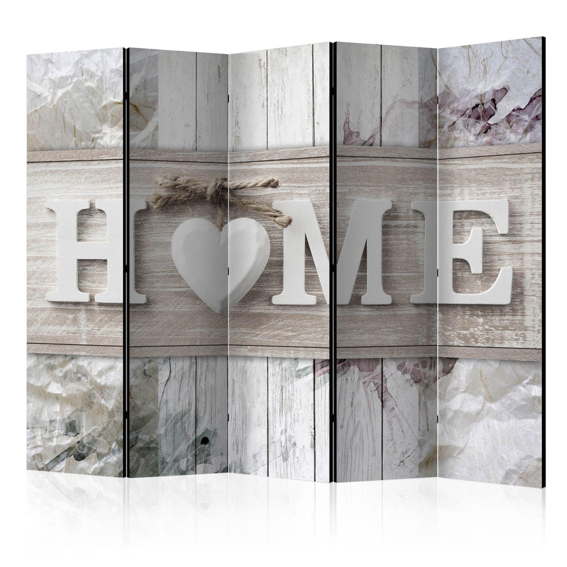 Screen room divider - Love creates a home, 5-delt - 225x172 cm