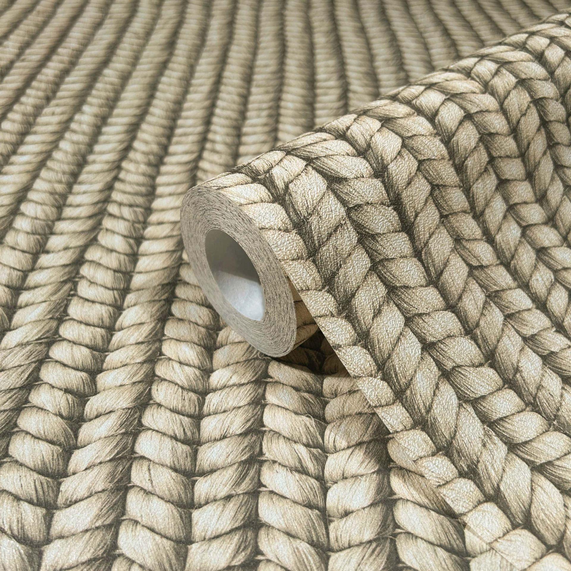 non-woven tapet med korkflettet look beige tekstil look