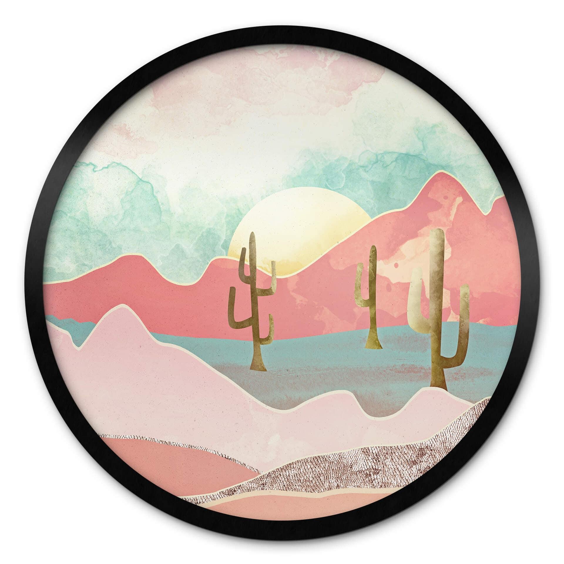 Póster SpaceFrog Designs - Montañas del desierto - Redondo