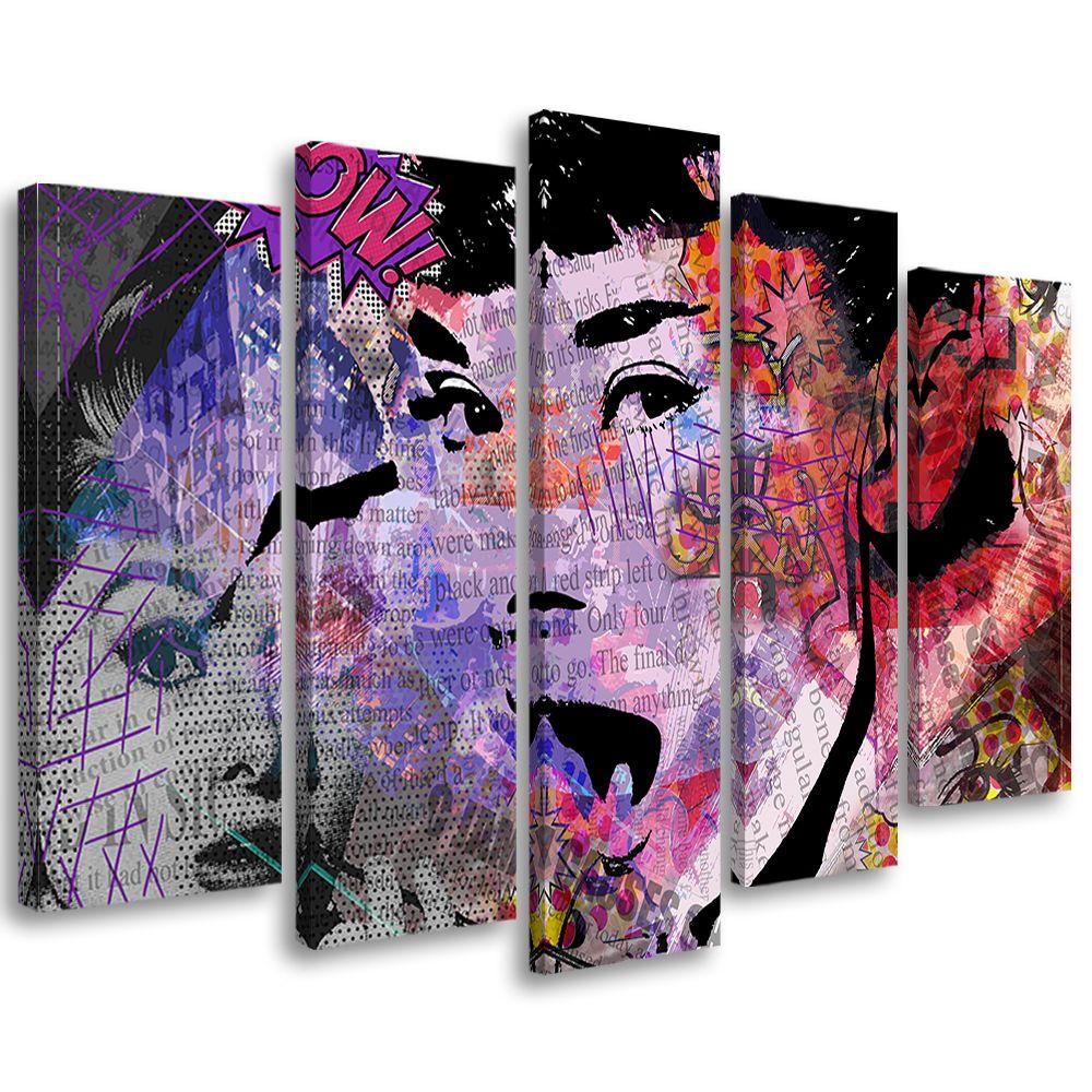 Lærredstryk 5 dele, Audrey Hepburn