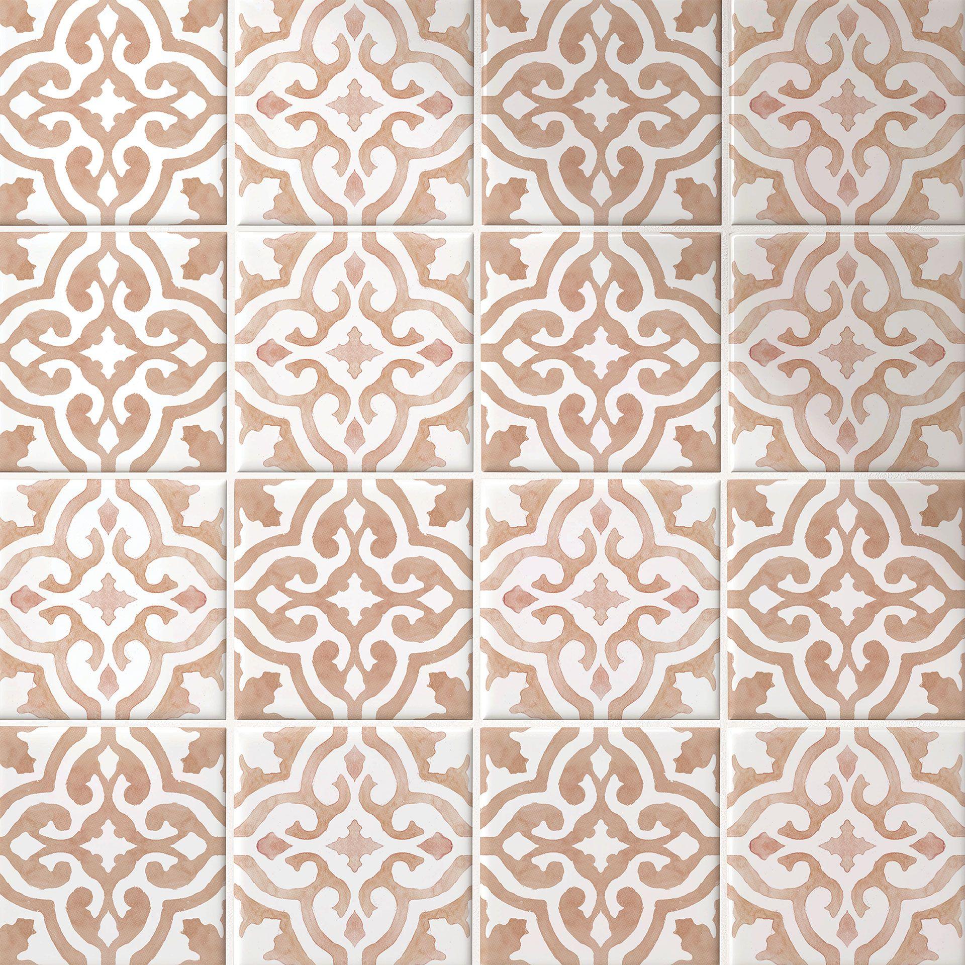 Azulejos Adhesivos Muestra marroquí - Floresca colores tierra - lote de 12