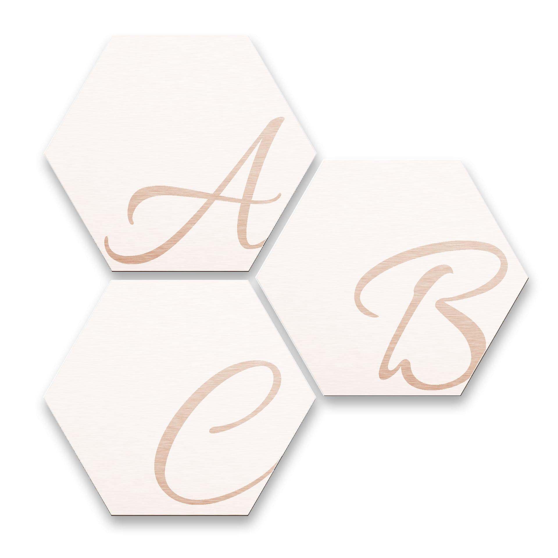 Hexagon bogstaver - Alu-dibond Kobbereffekt, hvid