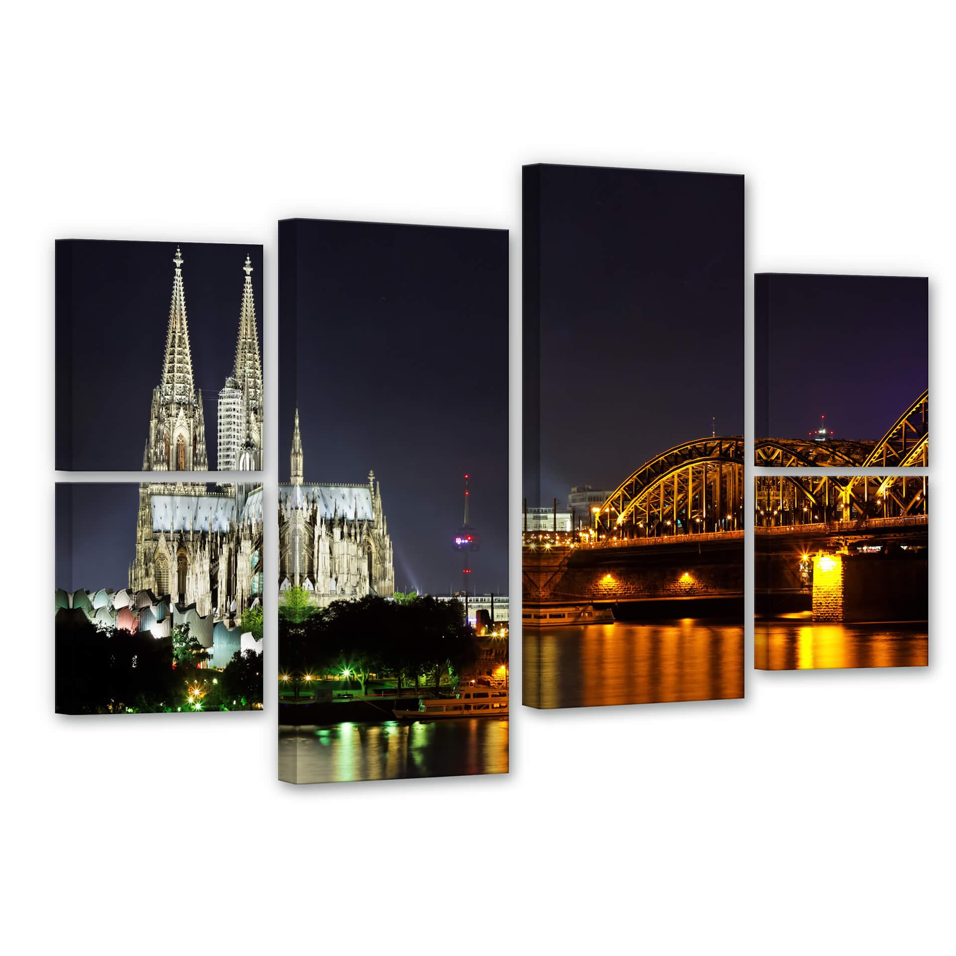 Tableau sur toile Nuit à Cologne (6 parties)