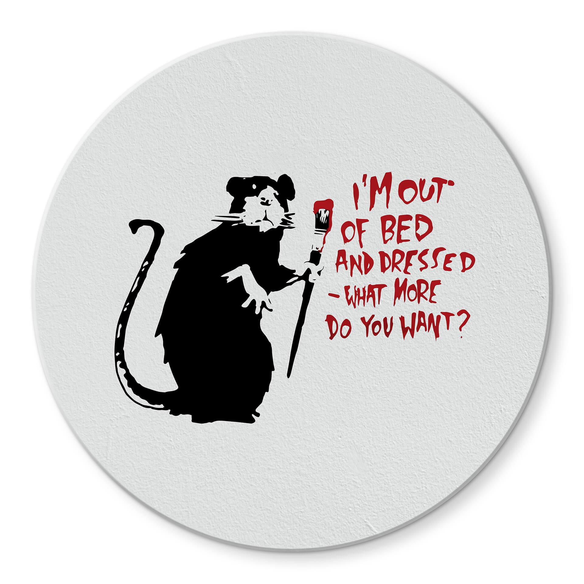 Tableau sur verre rond Banksy - Out Of Bed