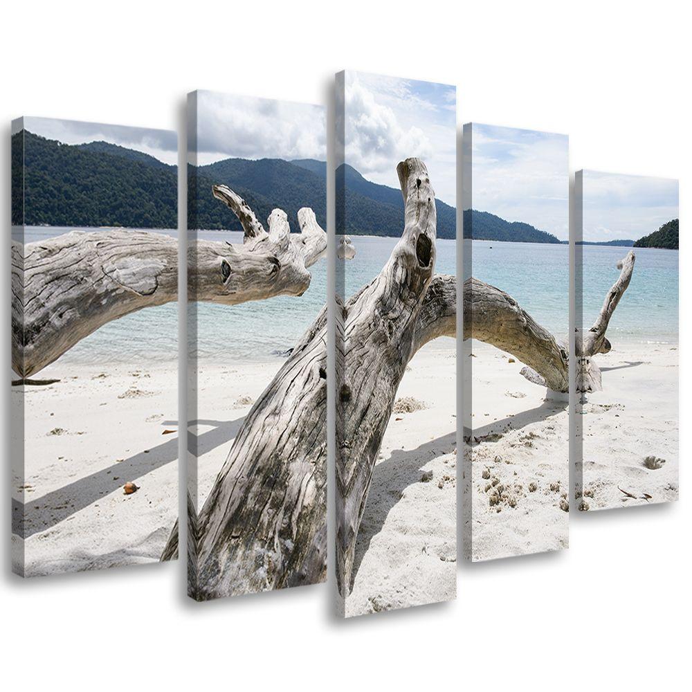 5 stykke lærredsprint, Sea Beach Tree