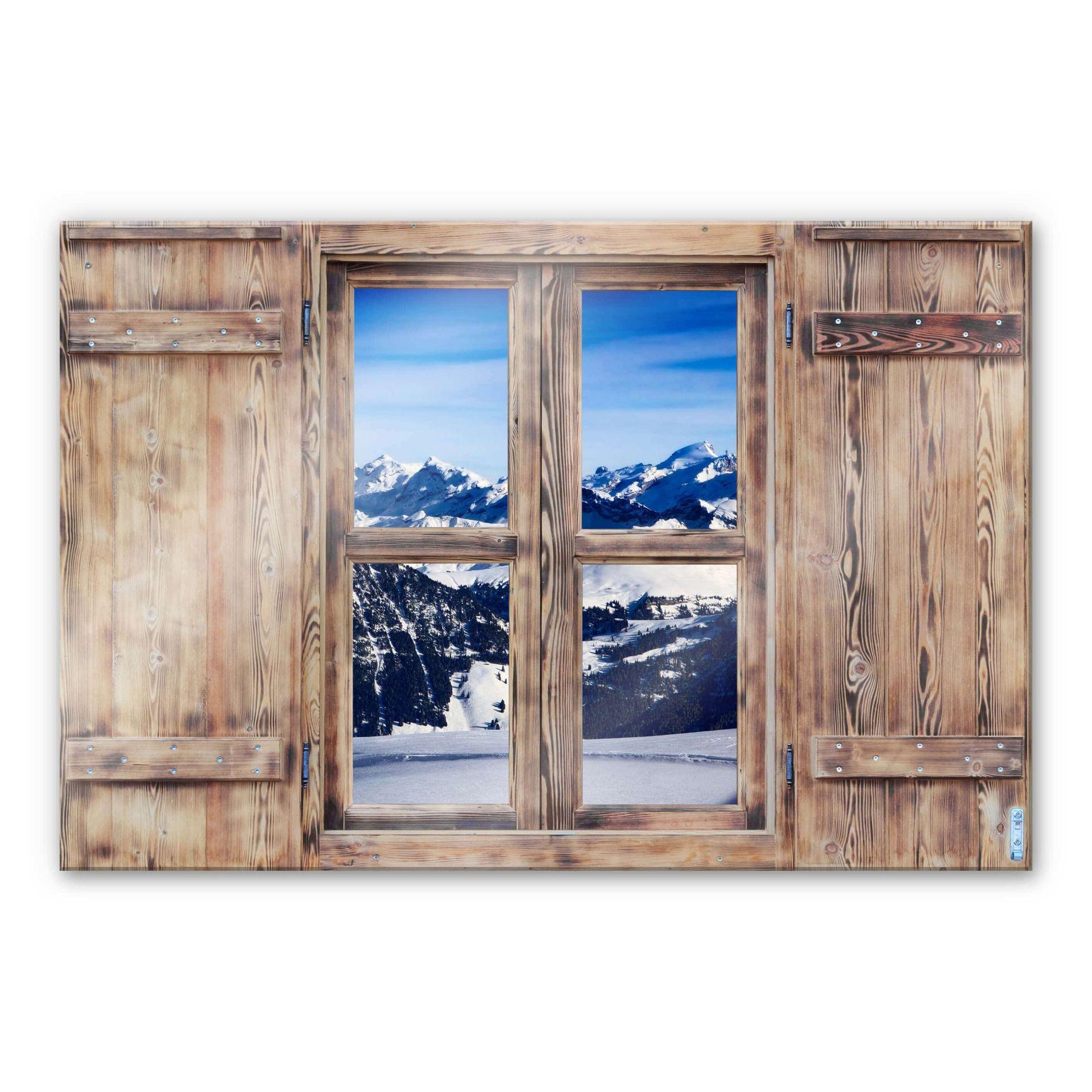 Trompe L'oeil op glas - Alpenpanorama