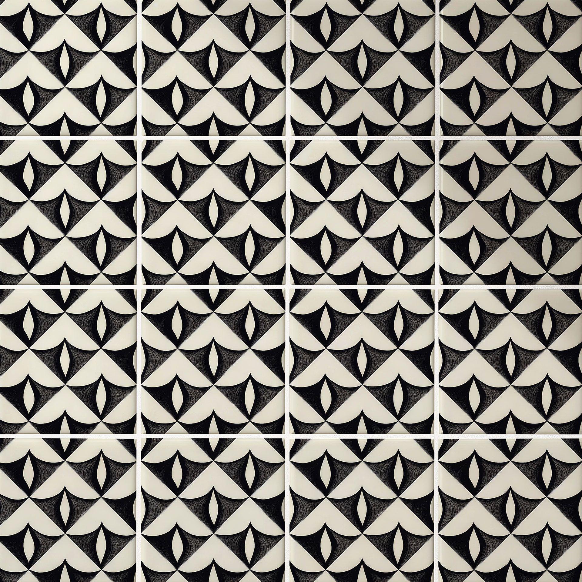 Azulejos Adhesivos Adornos geométricos en negro-beige - Treechild - lote de 12