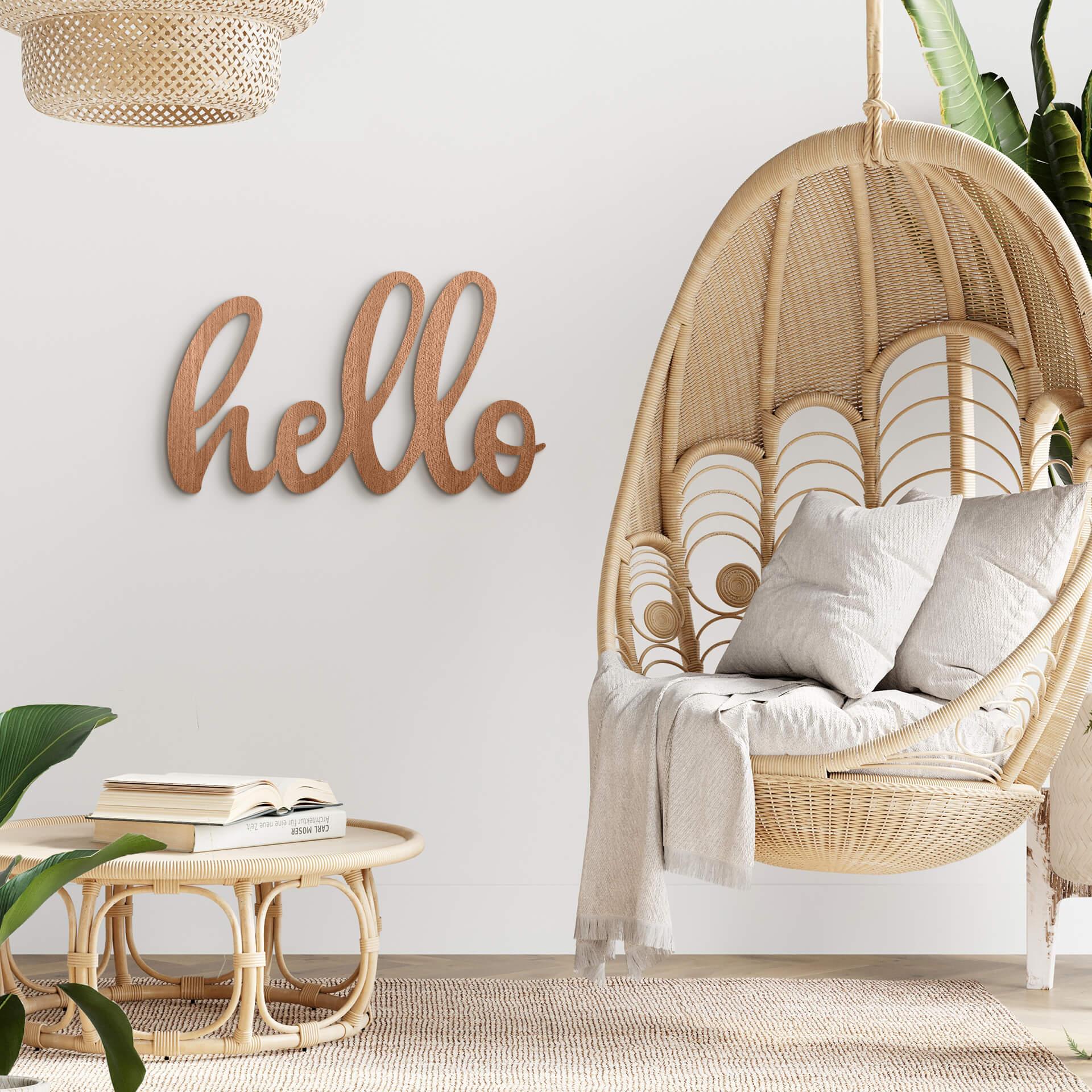 Letra de madera Hello - madera de caoba