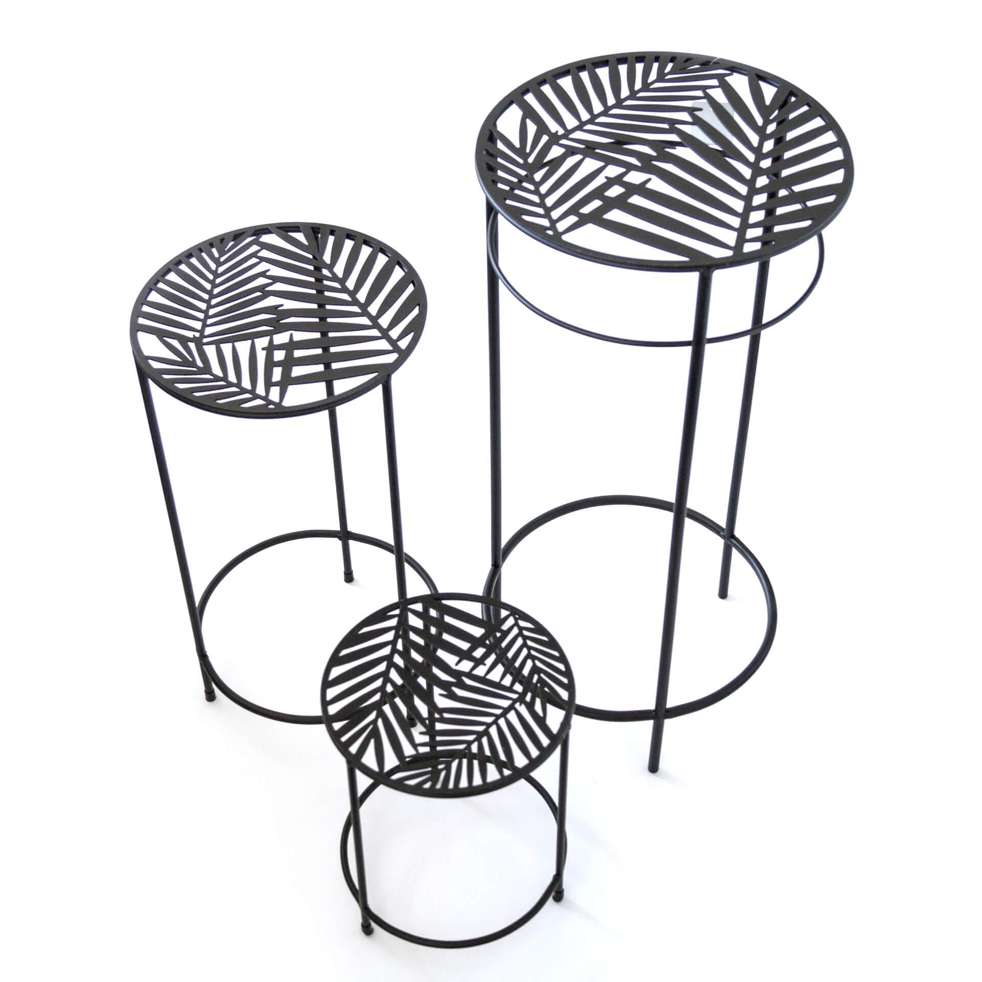 Blumentreppe Beistelltisch Gartendeko Rund 3er-Set