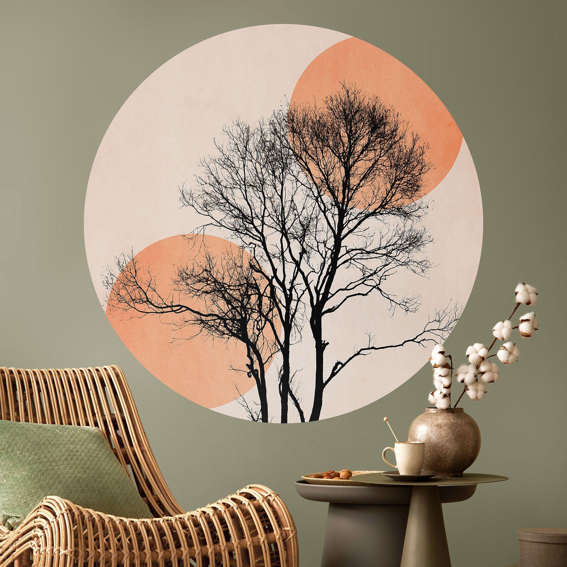 Vinilo decorativo sol y luna en naranja - Cubistika - Redondo