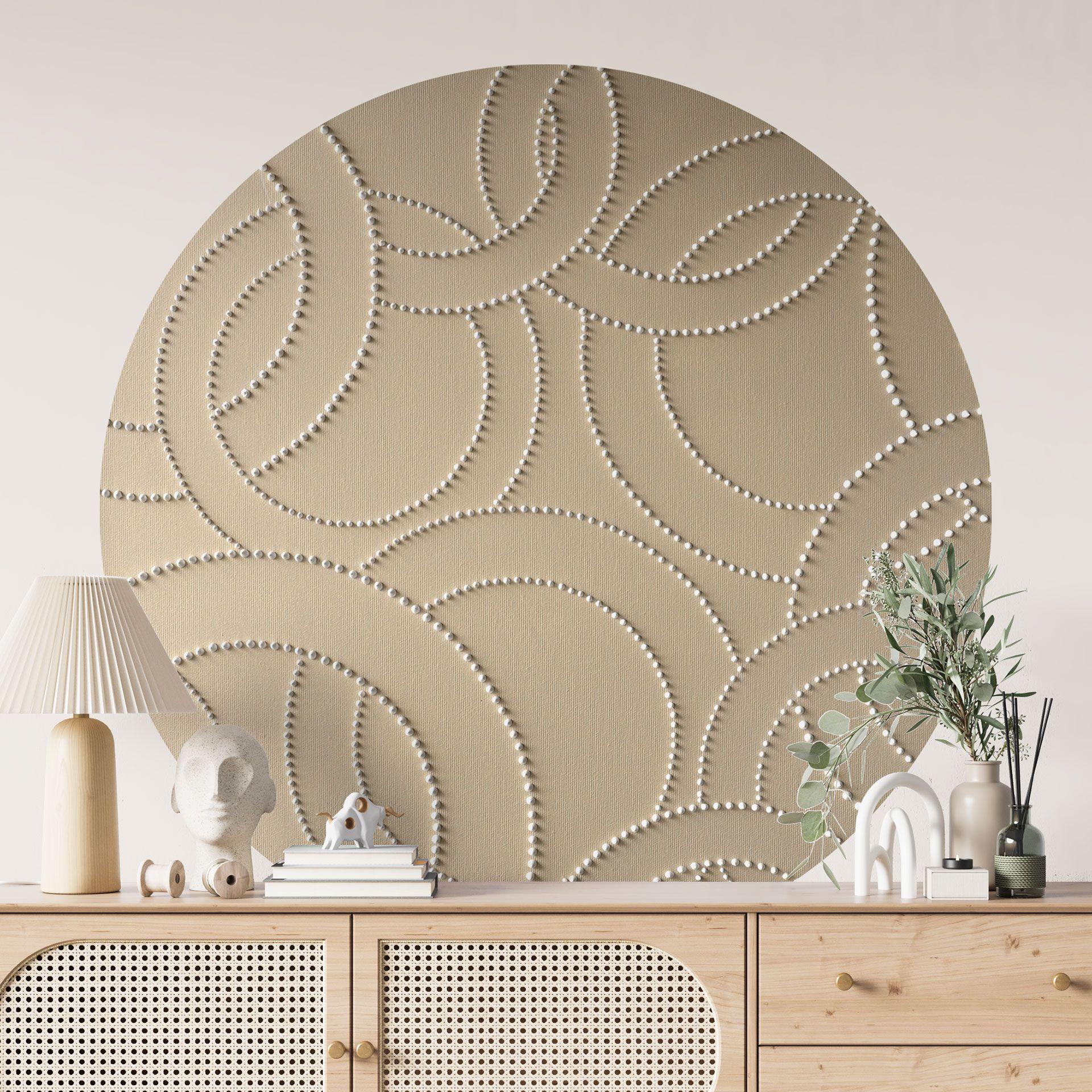 Vinilo decorativo Anillos abstractos beige - Grande - Redondo