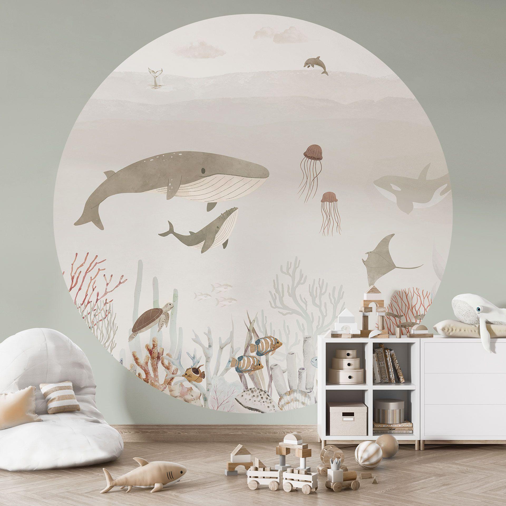 Papel pintado infantil Las ballenas y sus amigos en el mundo submarino - Oliver Robins - Round - Pap