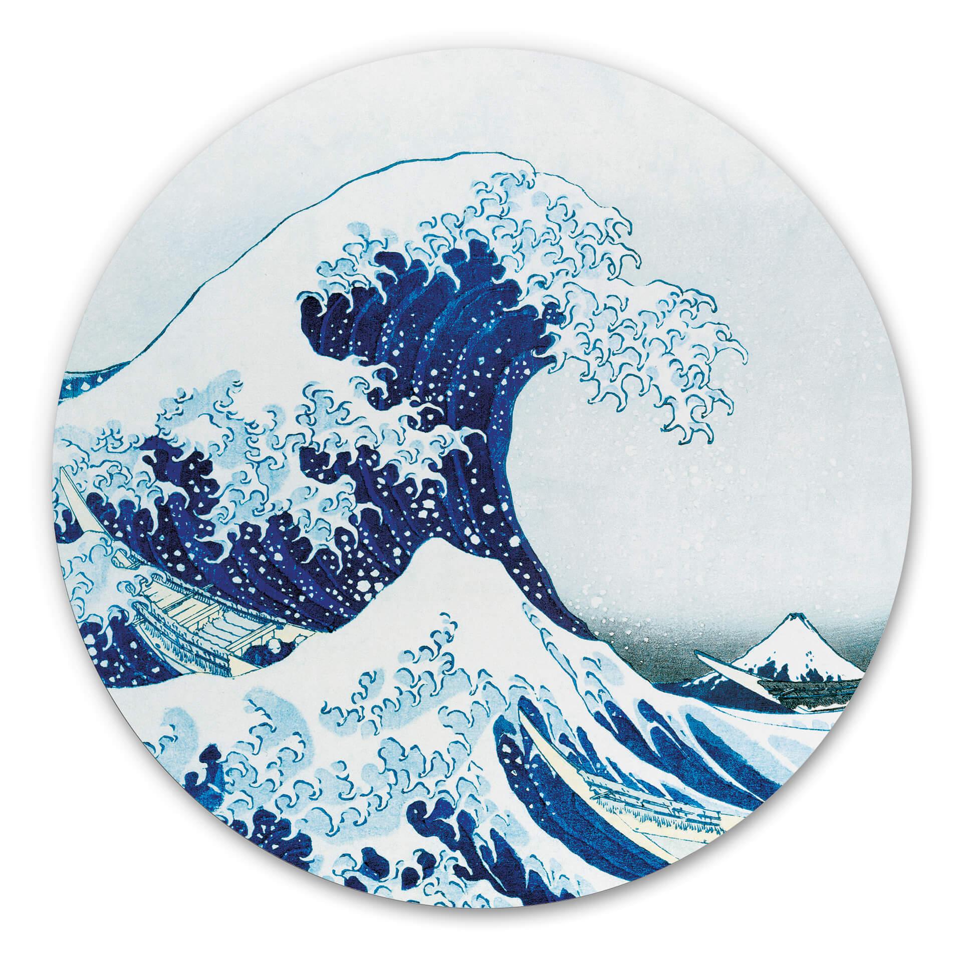 Tableau sur alu-Dibond rond Hokusai - La Grande Vague