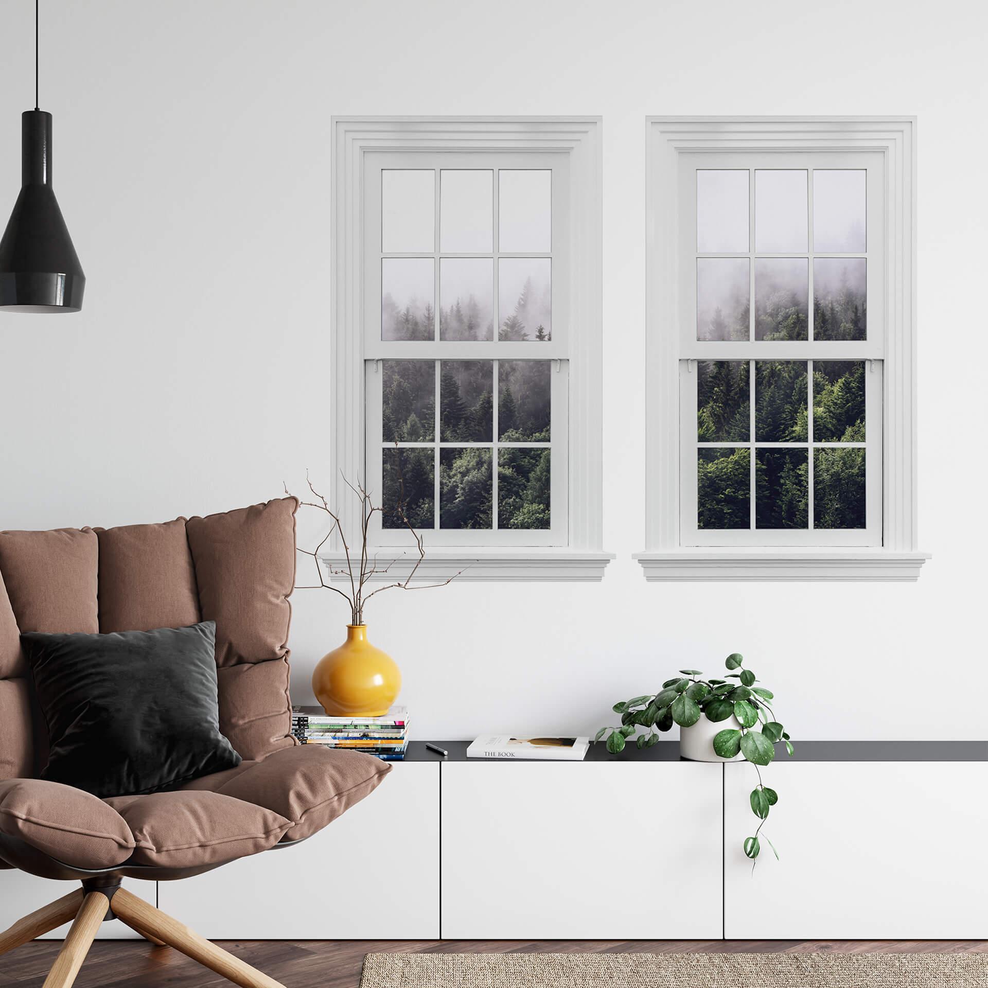 3D Wallsticker dobbeltvindue tåget skov