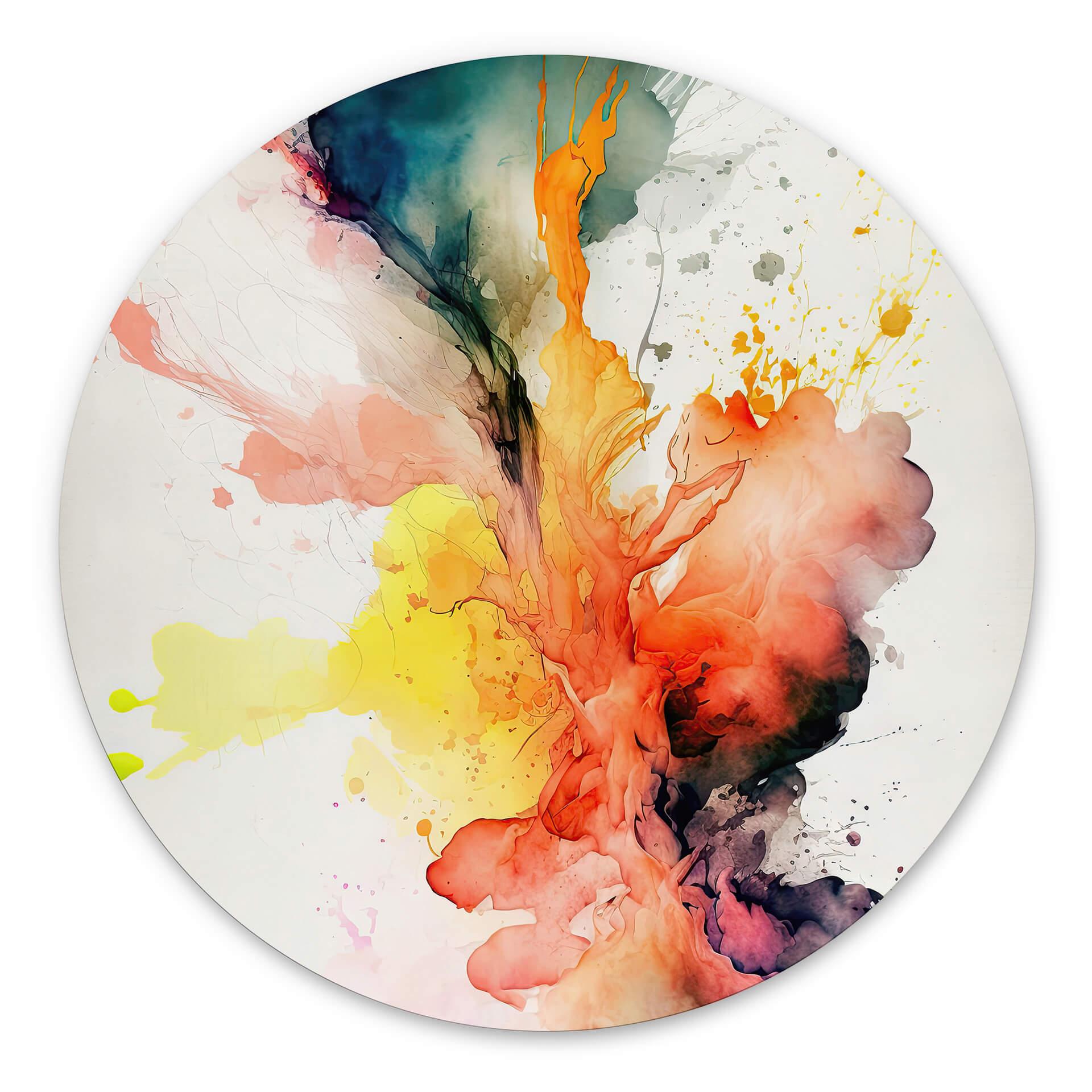 Tableau sur alu-Dibond rond Mauro - La magie de l'explosion des couleurs