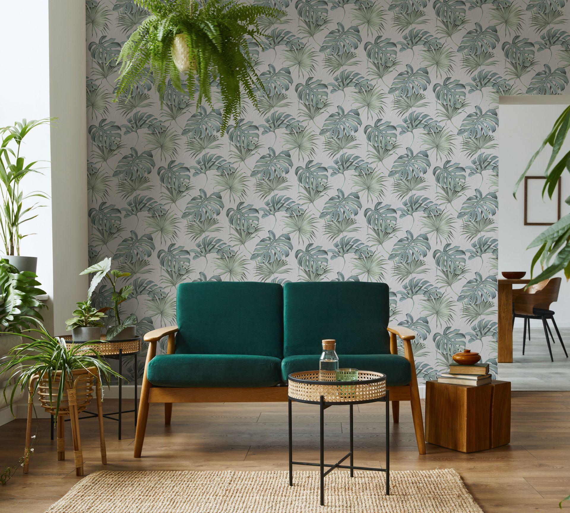 SCHÖNER-WOHNEN non-woven tapet, blomstertapet grå, grøn