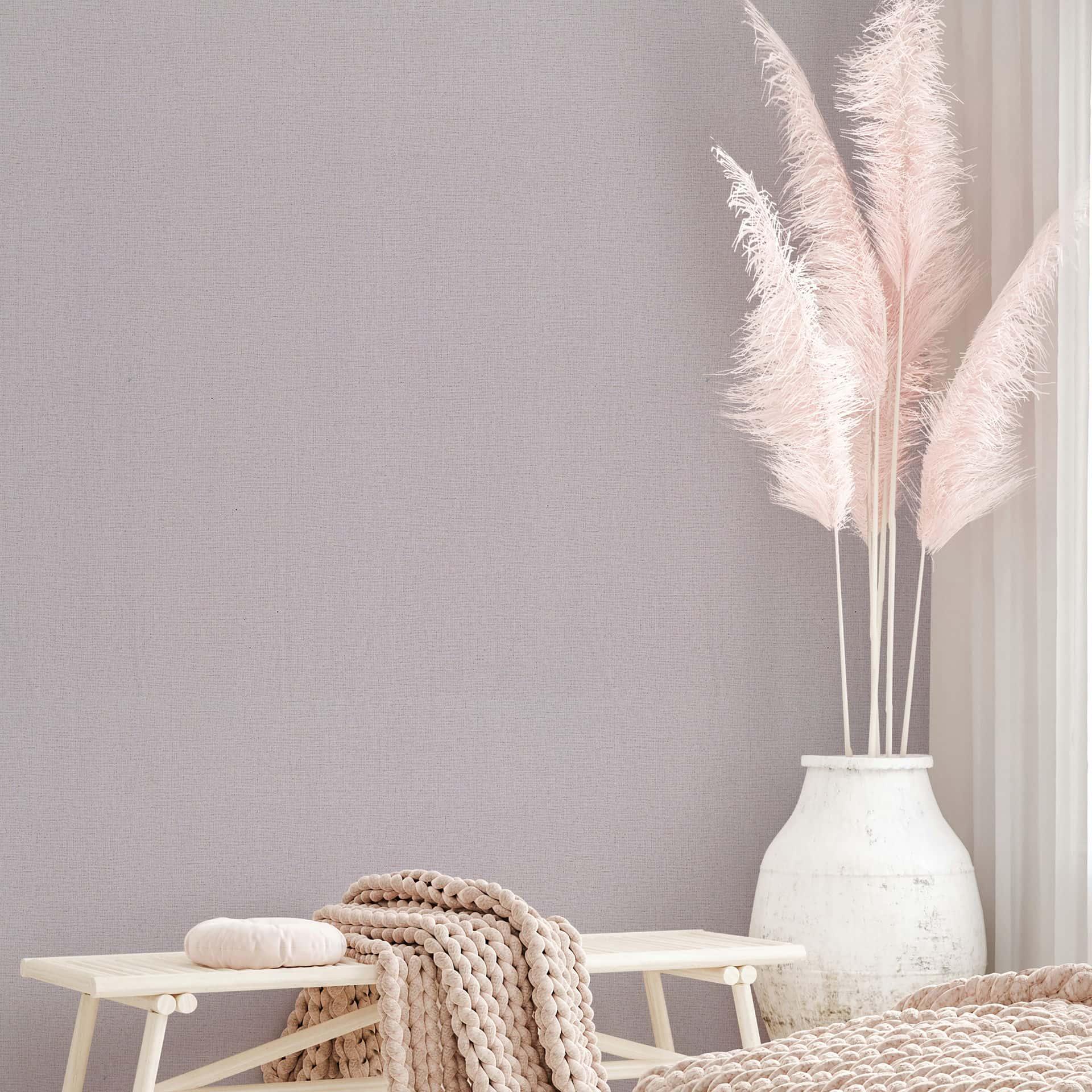 Ikke-vævet tapet tekstureret almindelig moderne i rosa-brun 