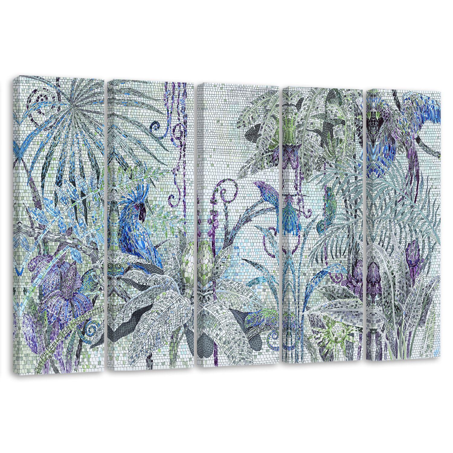 5 stykke lærredstryk Mosaikjungle