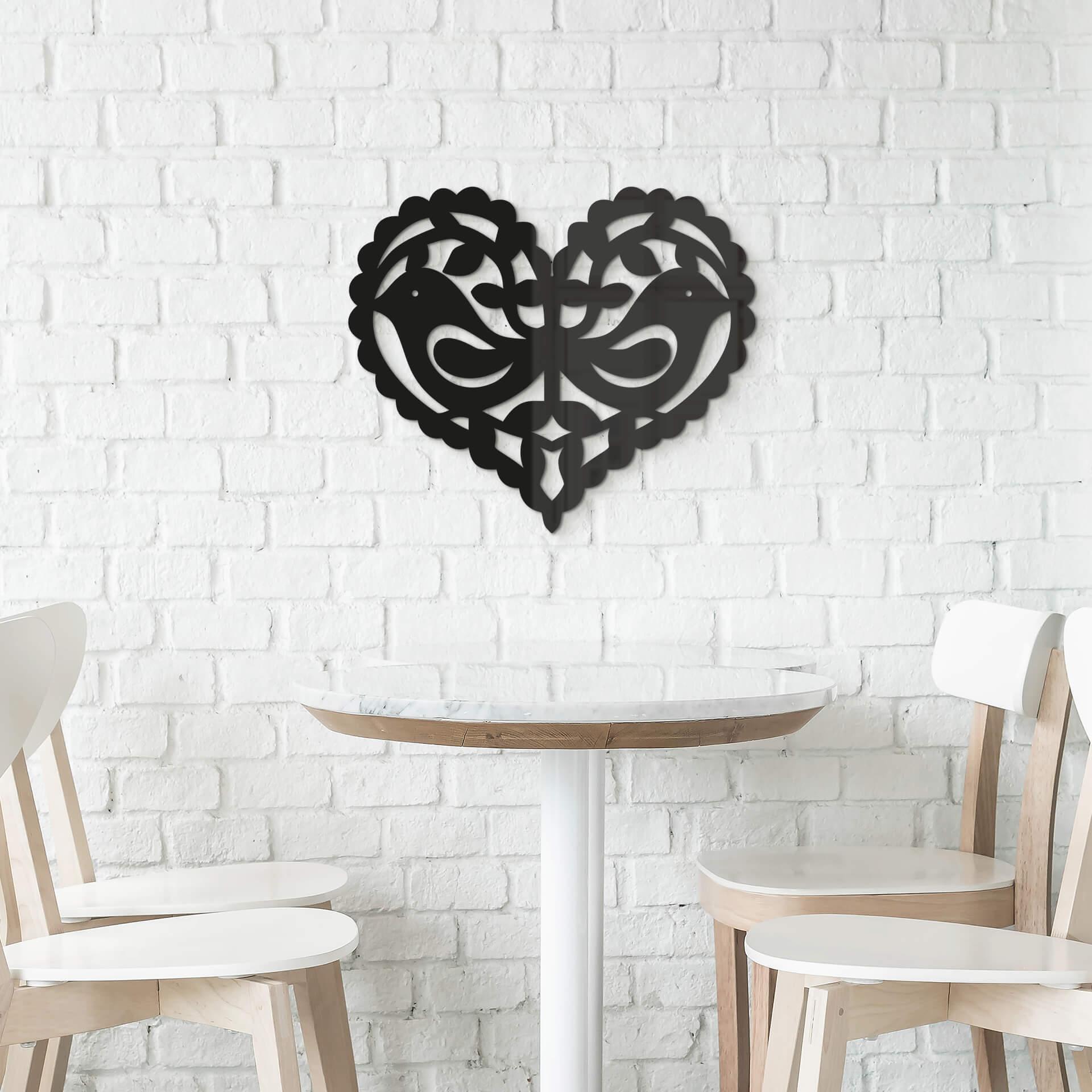Decoración acrílica corazón - pájaro pareja amor