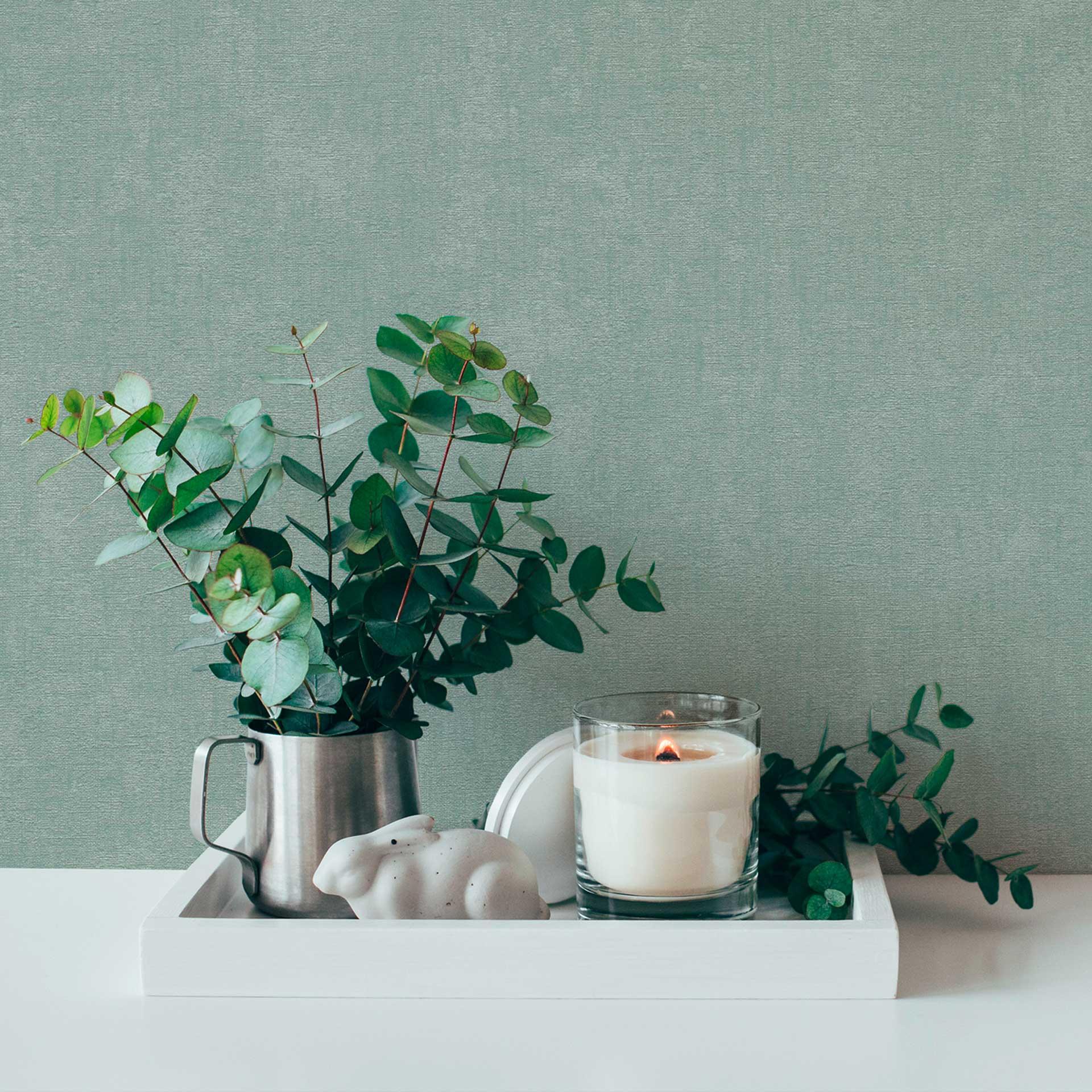 Papel pintado liso menta - papel pintado no tejido moderno para salones