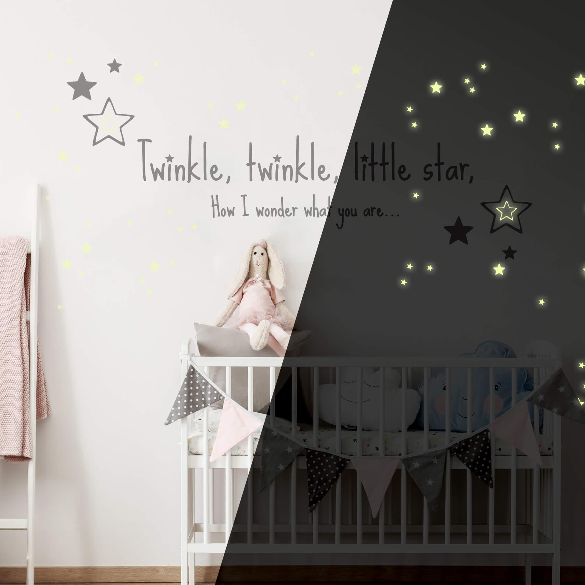 Wallsticker Twinkle Twinkle little star som er selvoplysende i mørke - vægprint