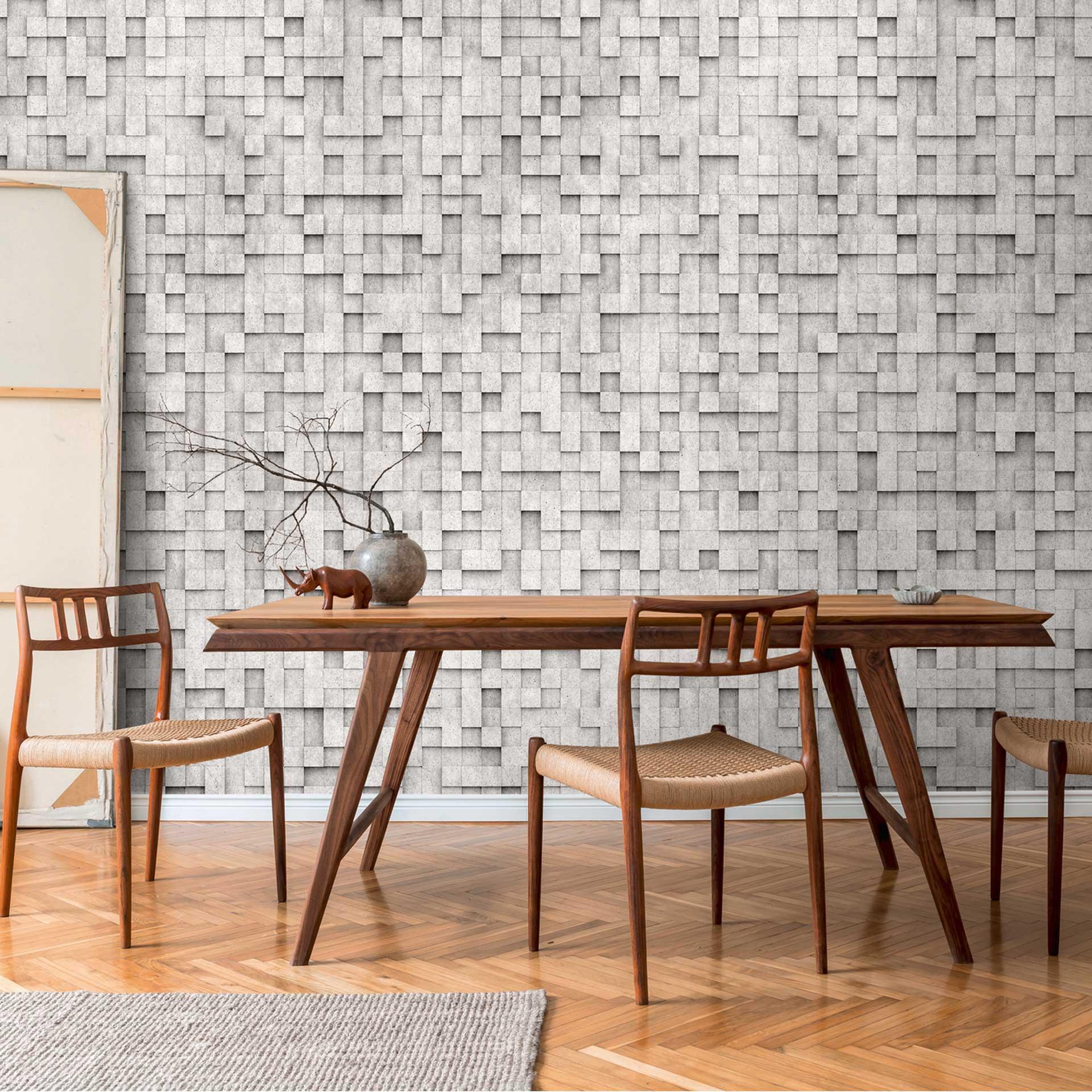 3D steneffekt tapet grå - non-woven tapet moderne - stue tapet beton look