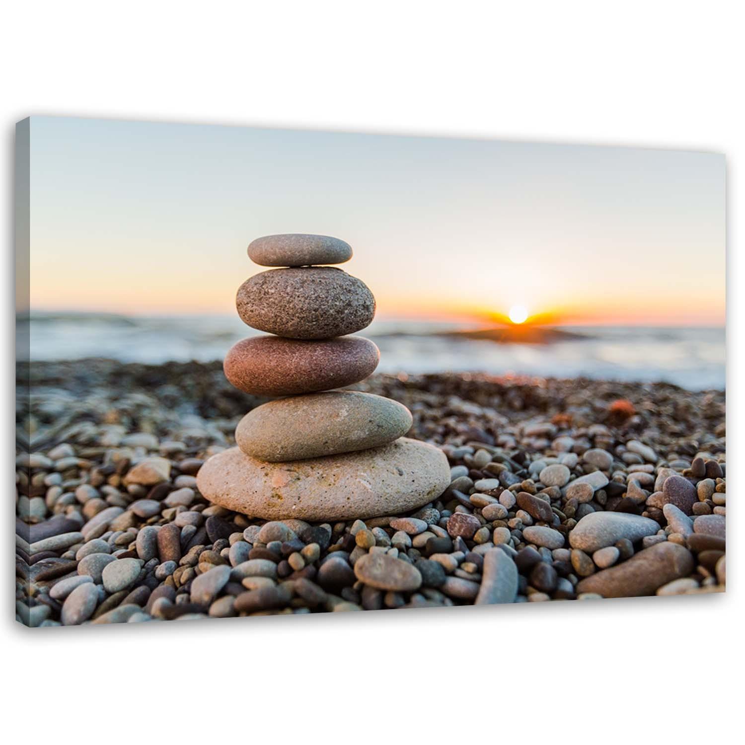 Canvasbillede, Zen-sten på en strand
