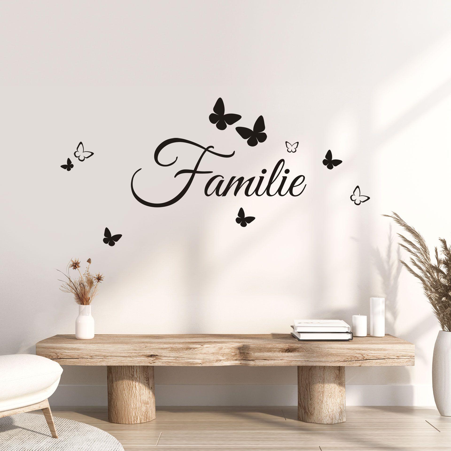 Sigende Wallsticker familie med sommerfugle | stue væg tatovering