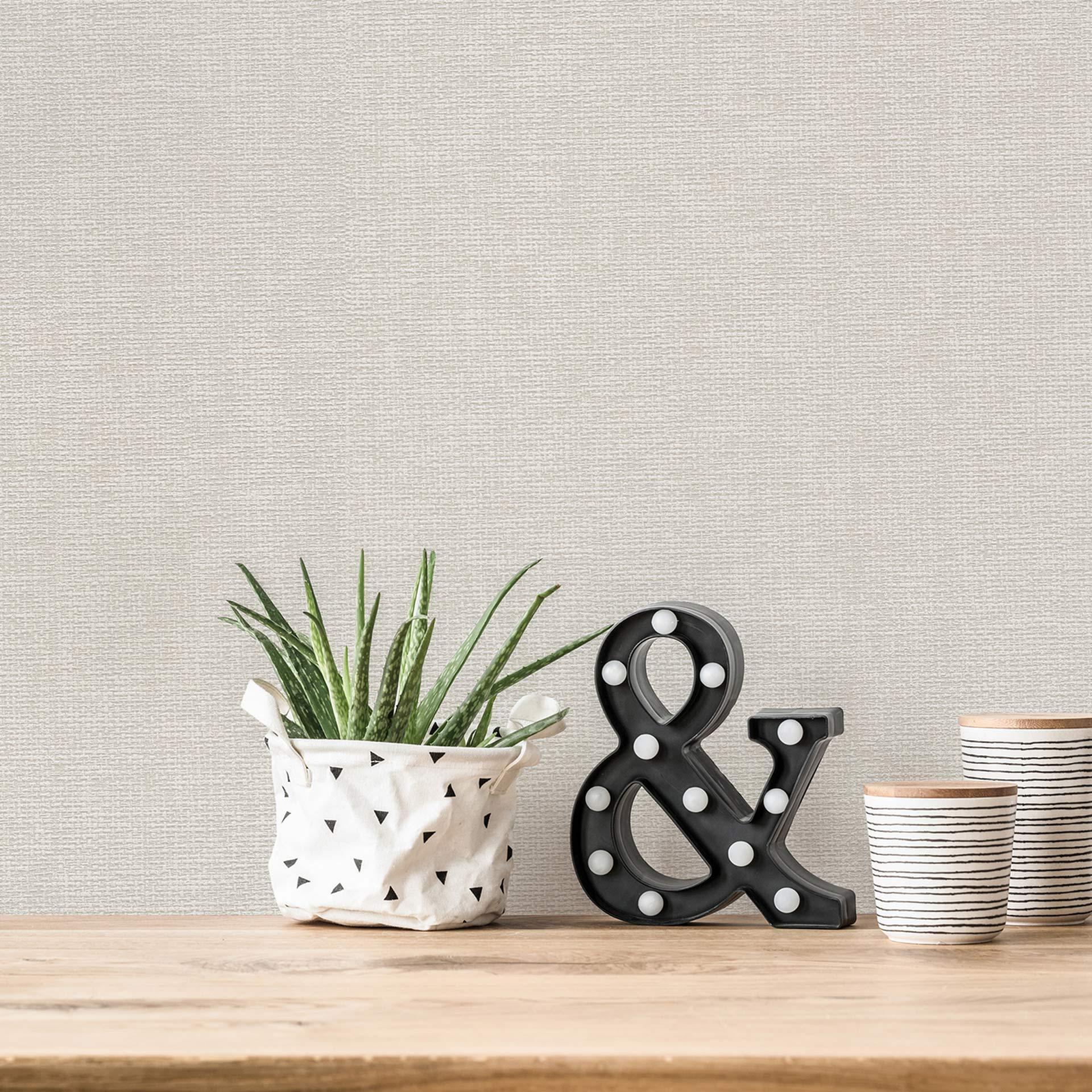 Hygge papier peint gris clair avec aspect tissé vinyle expansé 