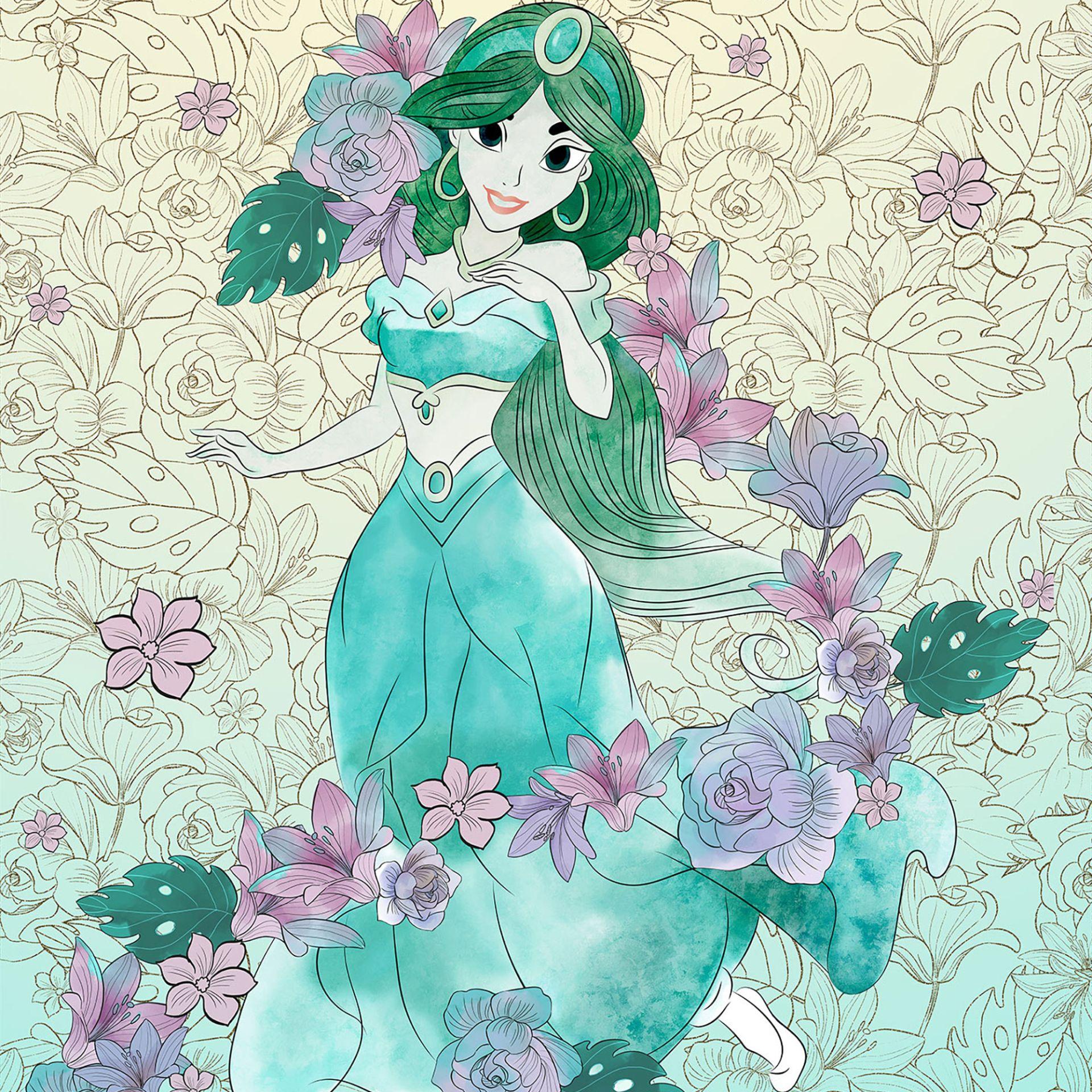 Non-woven tapet - Jasmin blege blomster - 200 x 280 cm