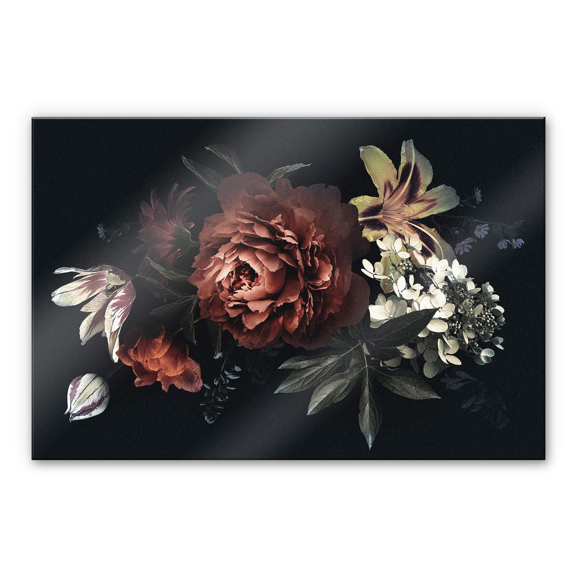 Akrylbillede - Blomsterbuket rød
