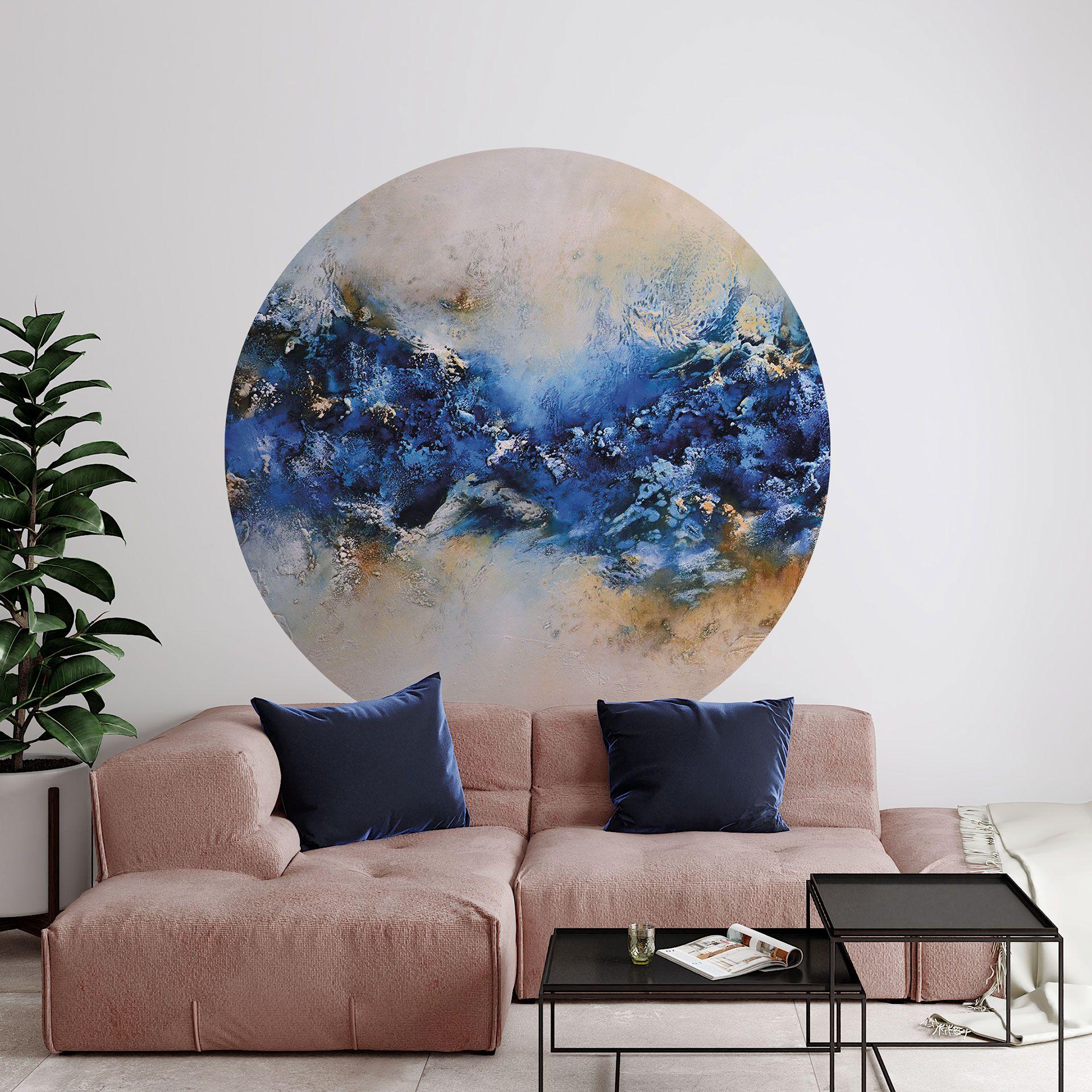 Wallsticker Blå-gyldent samspil - Fedrau - Rund