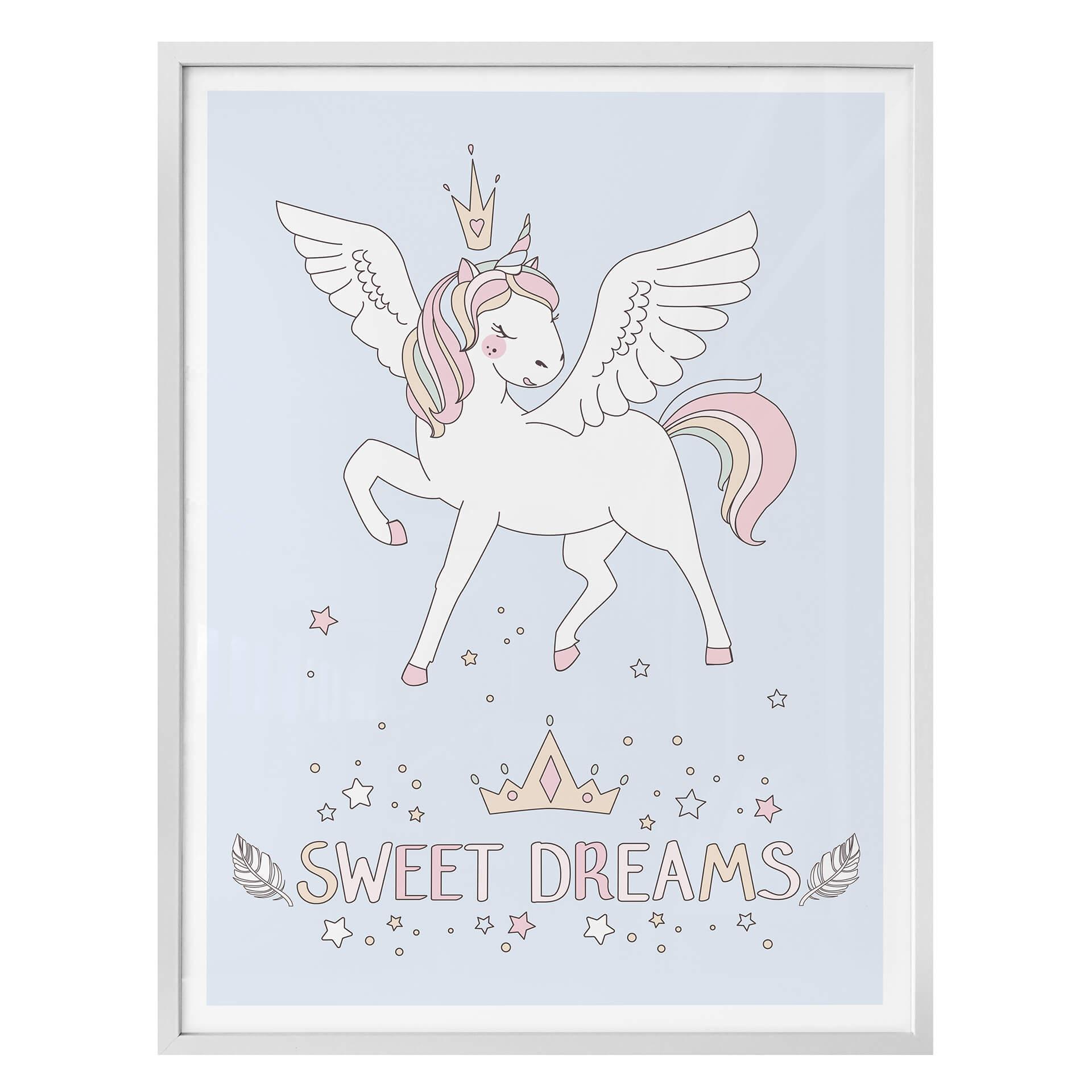 Póster Kvilis - Dulces sueños - Unicornio con corona