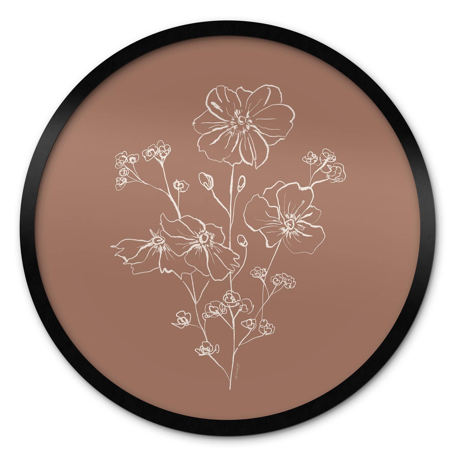 Póster Bouquet de rosas silvestres Mousse de moka - Ilustración de anís - Redondo