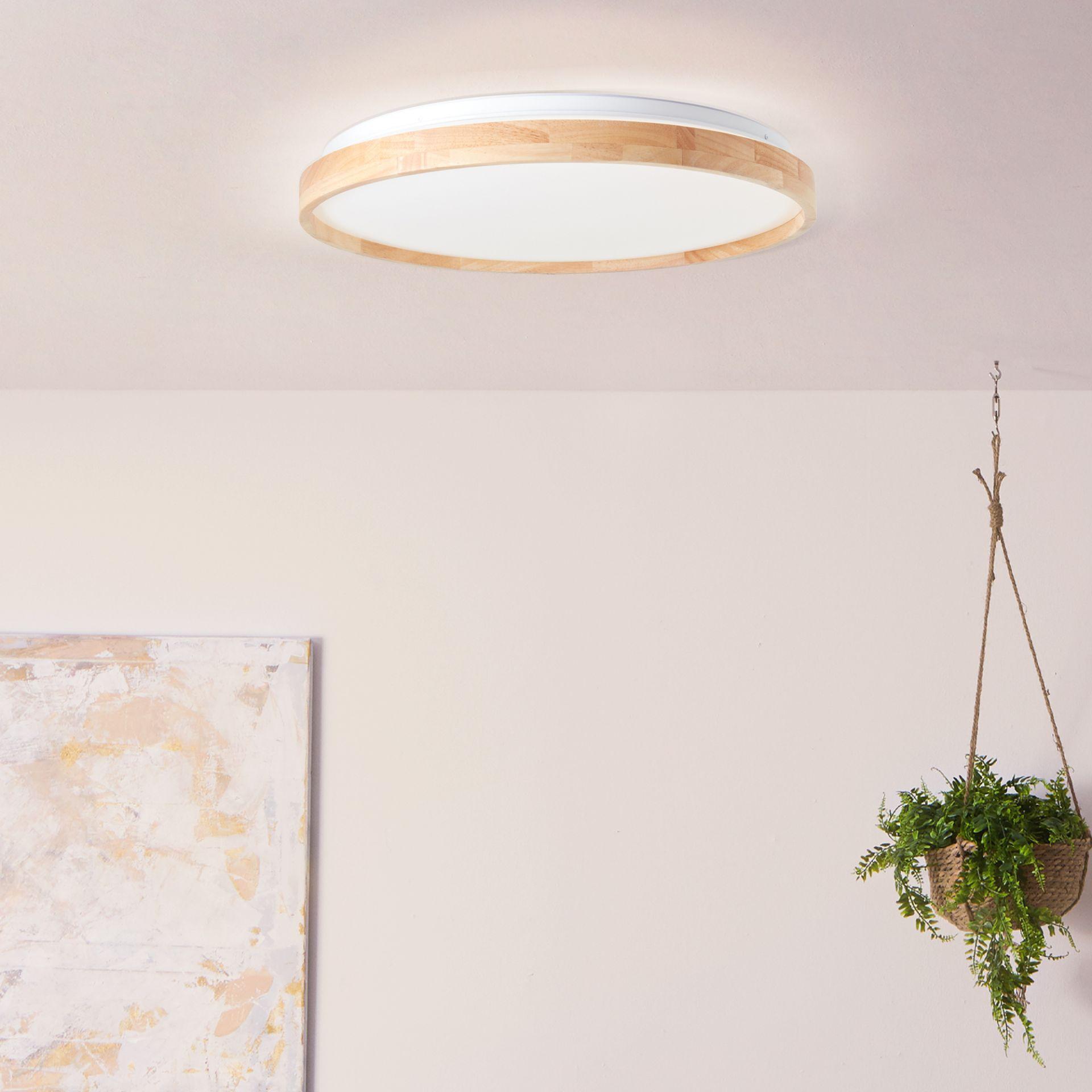Deckenleuchte Alea, beige, Ø 49,5 cm, Holz Deckenlampe