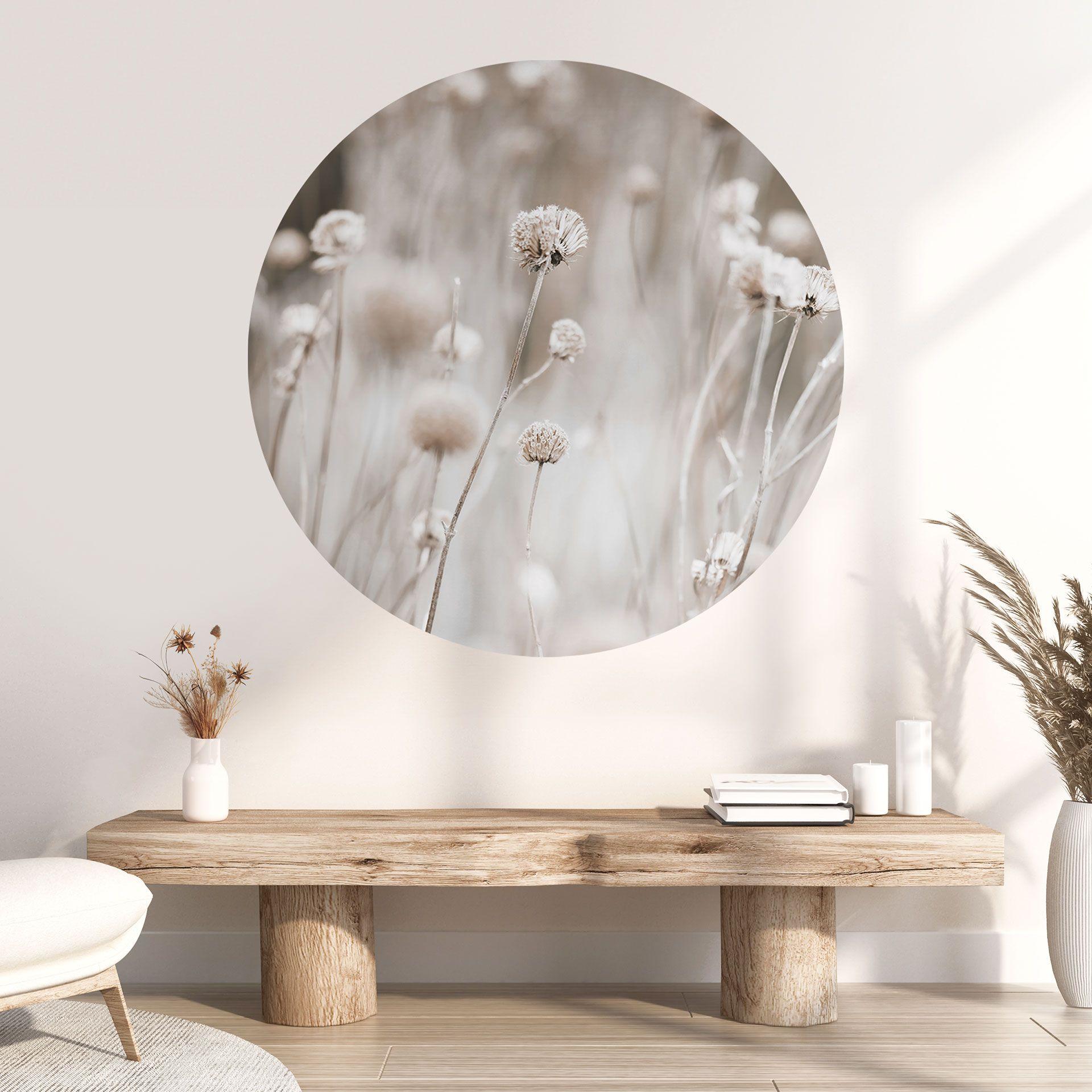 Vinilo decorativo de flores secas en tonos suaves - Annie - Redondo