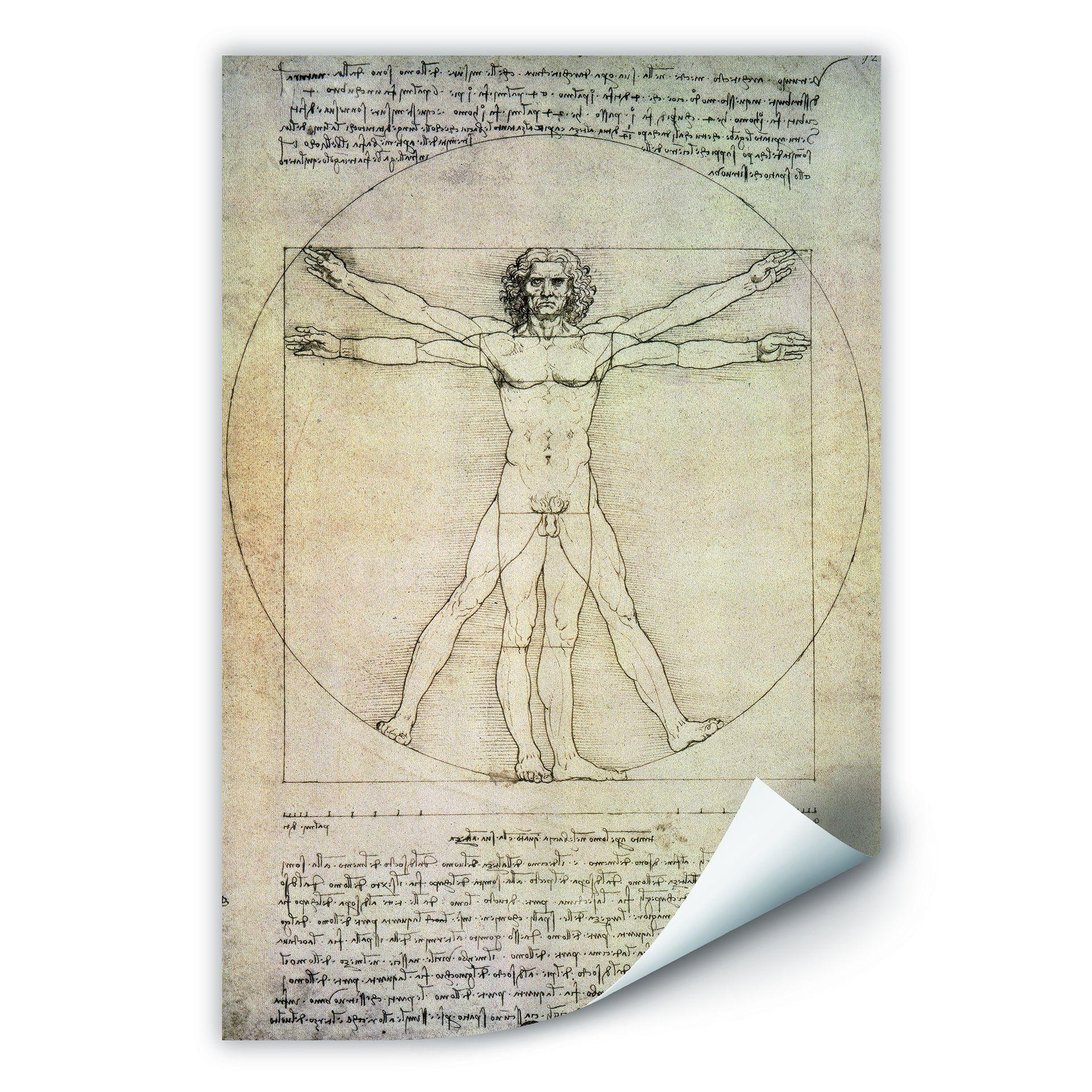 Zelfklevende Poster - da Vinci - Mens van Vitruvius